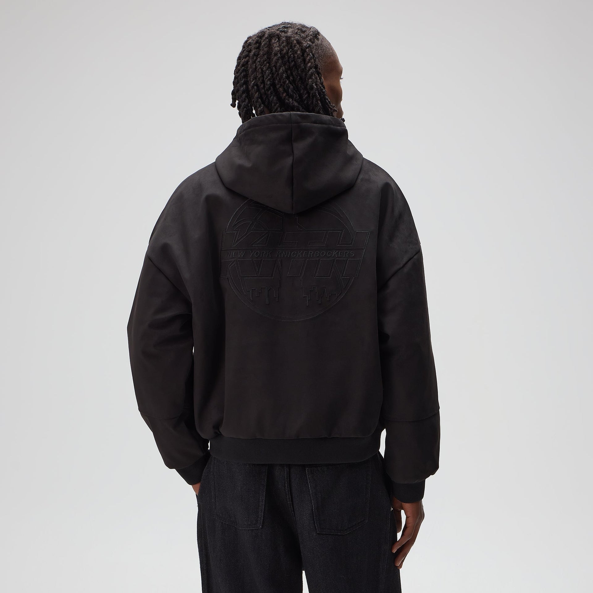 Kith for the New York Knicks Tonal Microsuede Braxton Hoodie - Black
