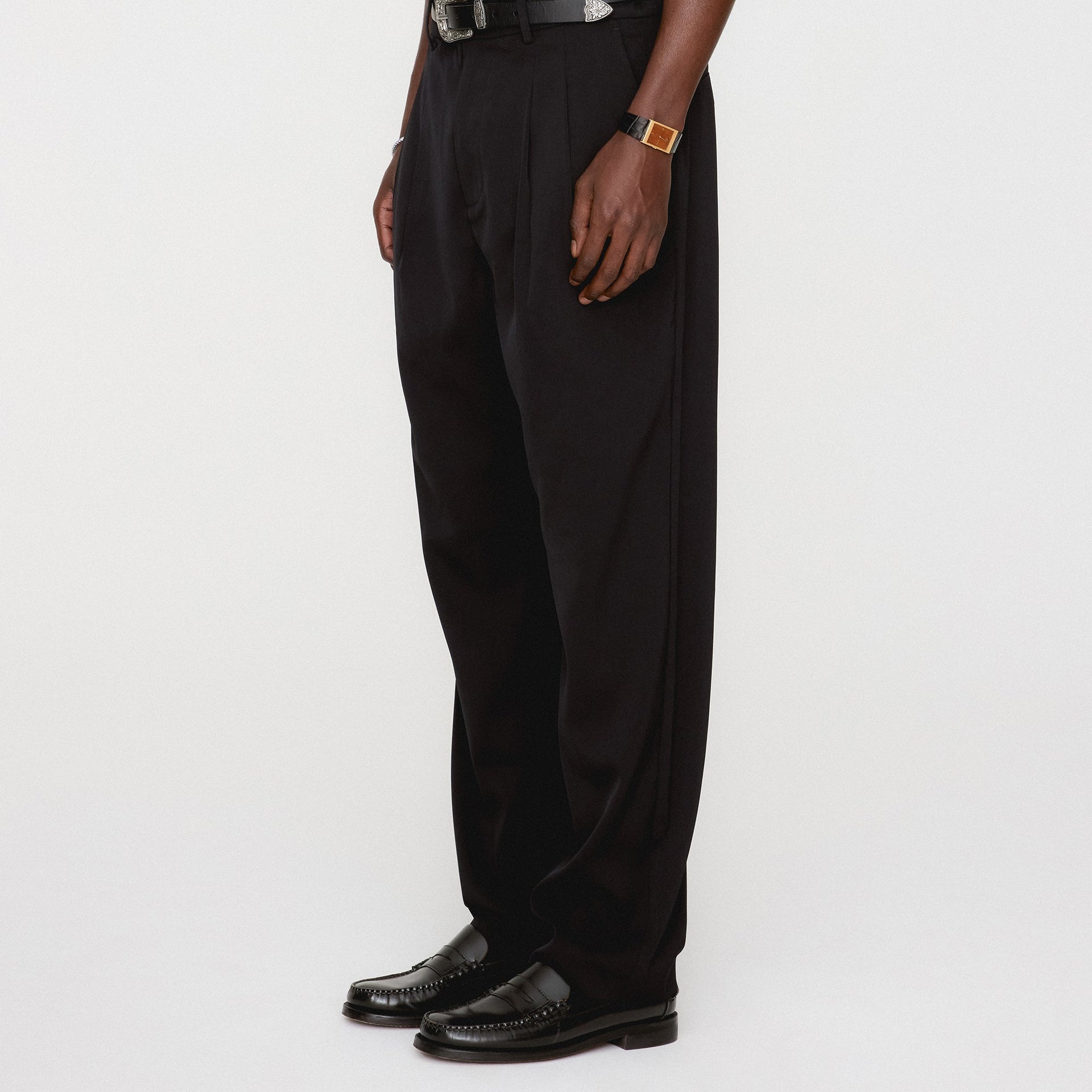 &Kin Kylan Pleated Trouser - Black