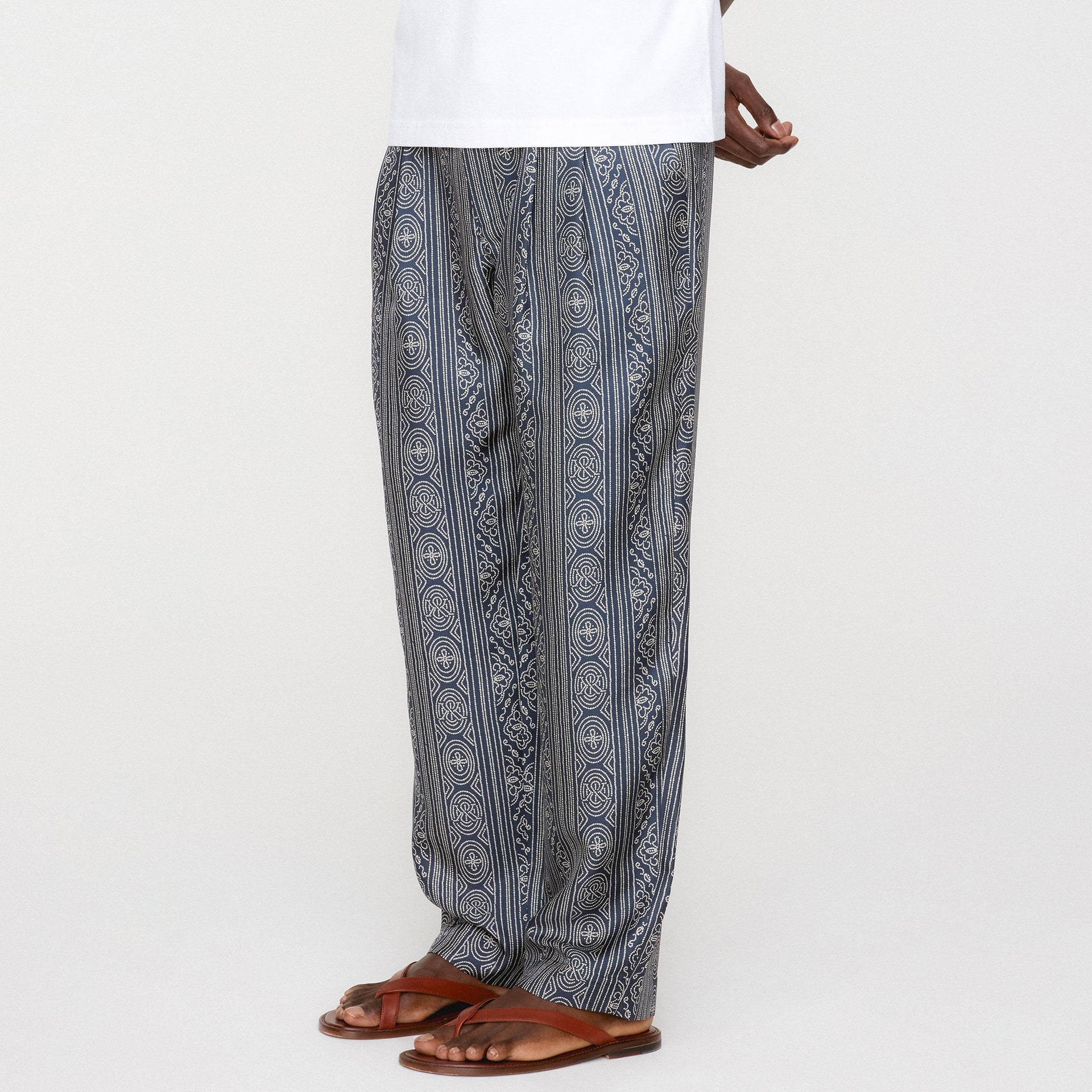 &Kin Batik Stripe Pleated Ari Trouser - Nocturnal
