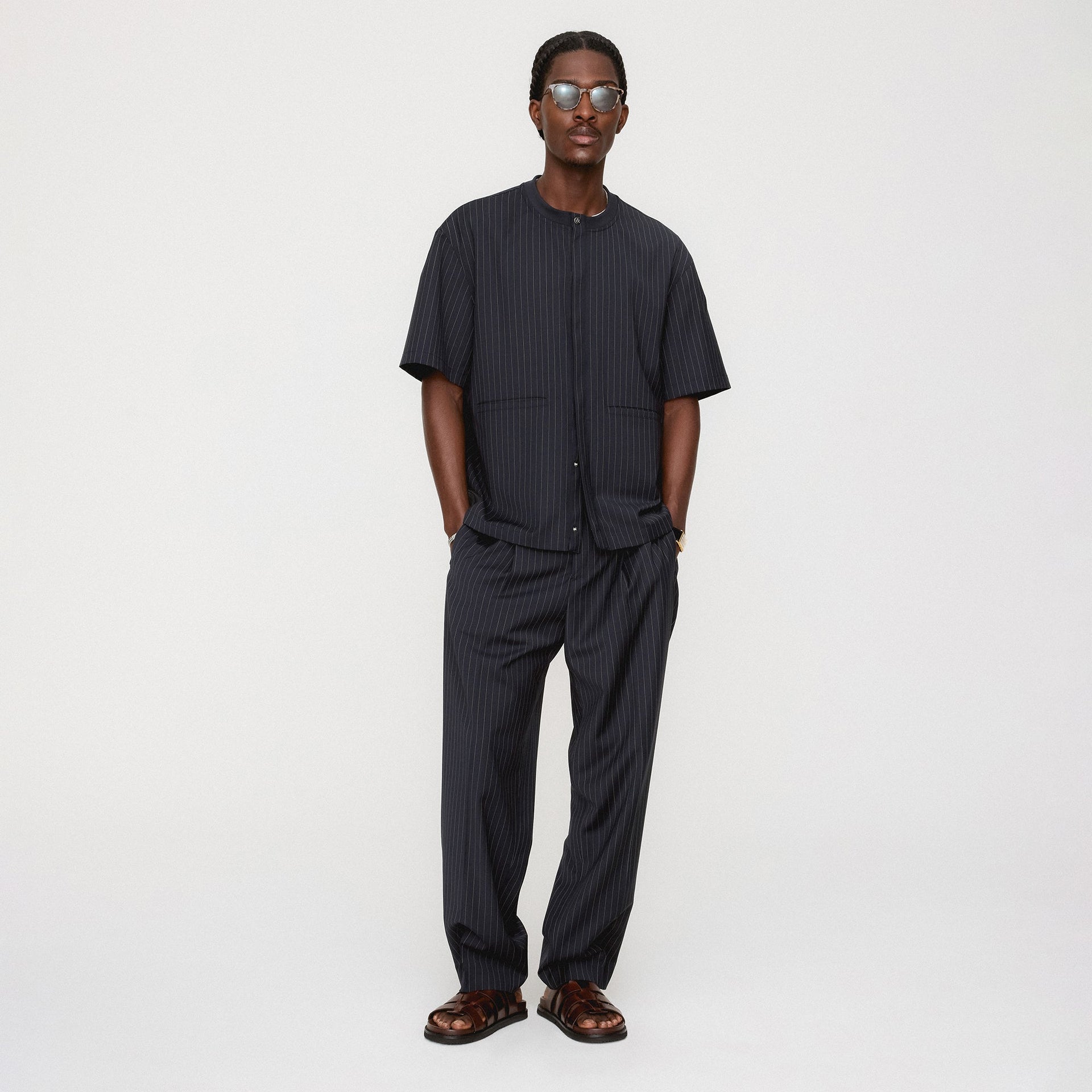 &Kin Tropical Wool Casper Shirt - Admiral