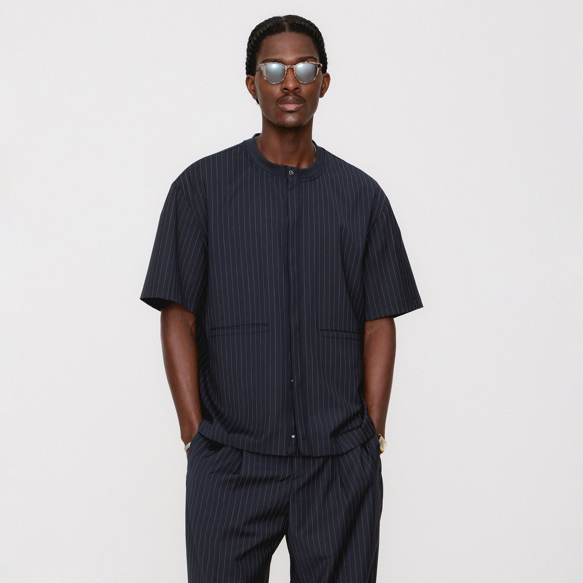 &Kin Tropical Wool Casper Shirt - Admiral