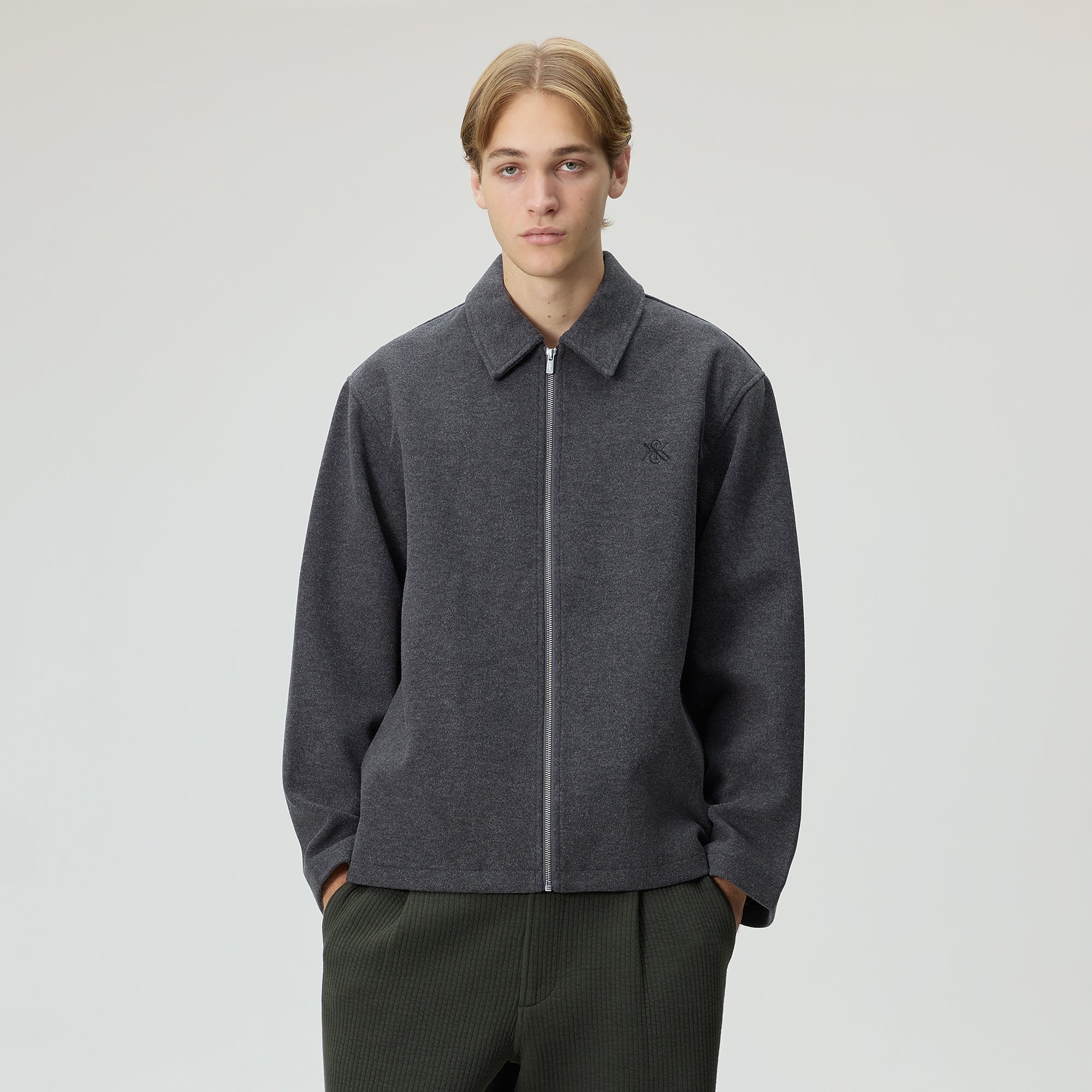 Kith Felted Jersey Lane Coaches Jacket - Heather Charcoal – Kith