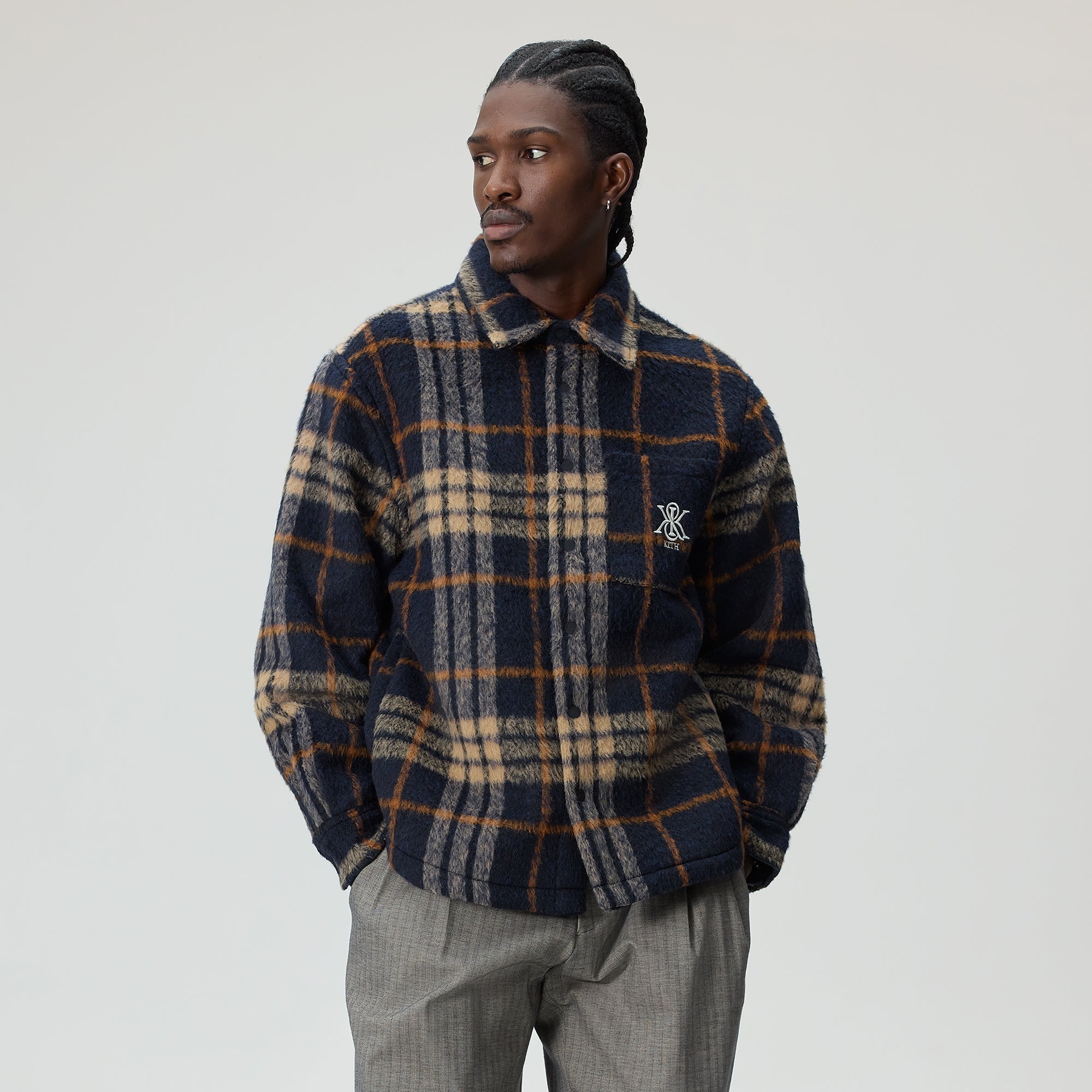 Kith Brushed Plaid Sheridan Shirt Jacket - Nocturnal – Kith Canada