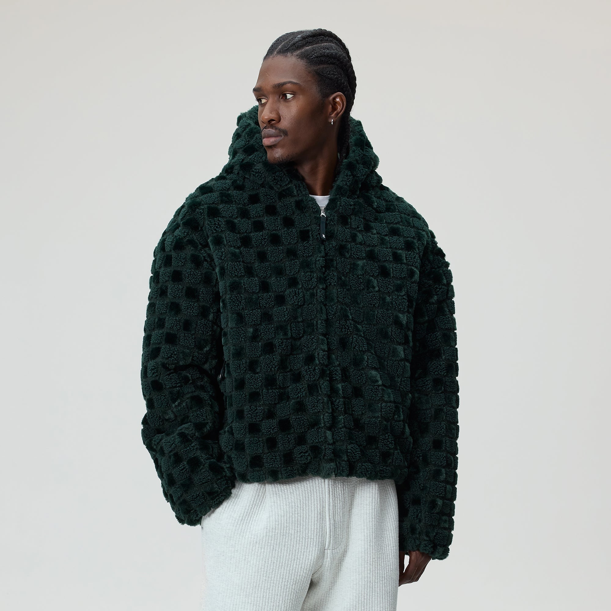 Kith Faux Fur Cropped Hoodie Bomber - Stadium – Kith Canada