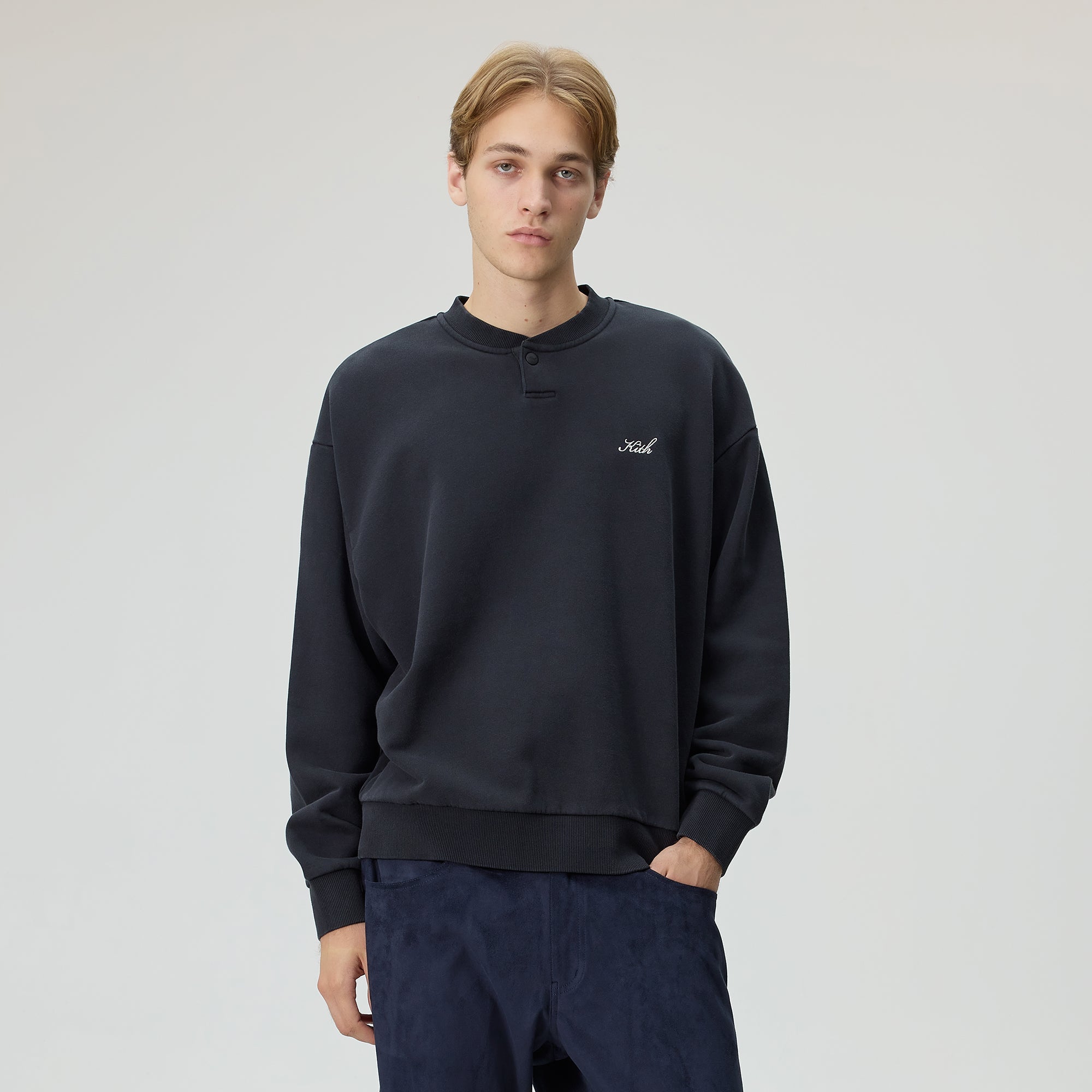 Kith Henley Nelson Pullover - Black – Kith Canada