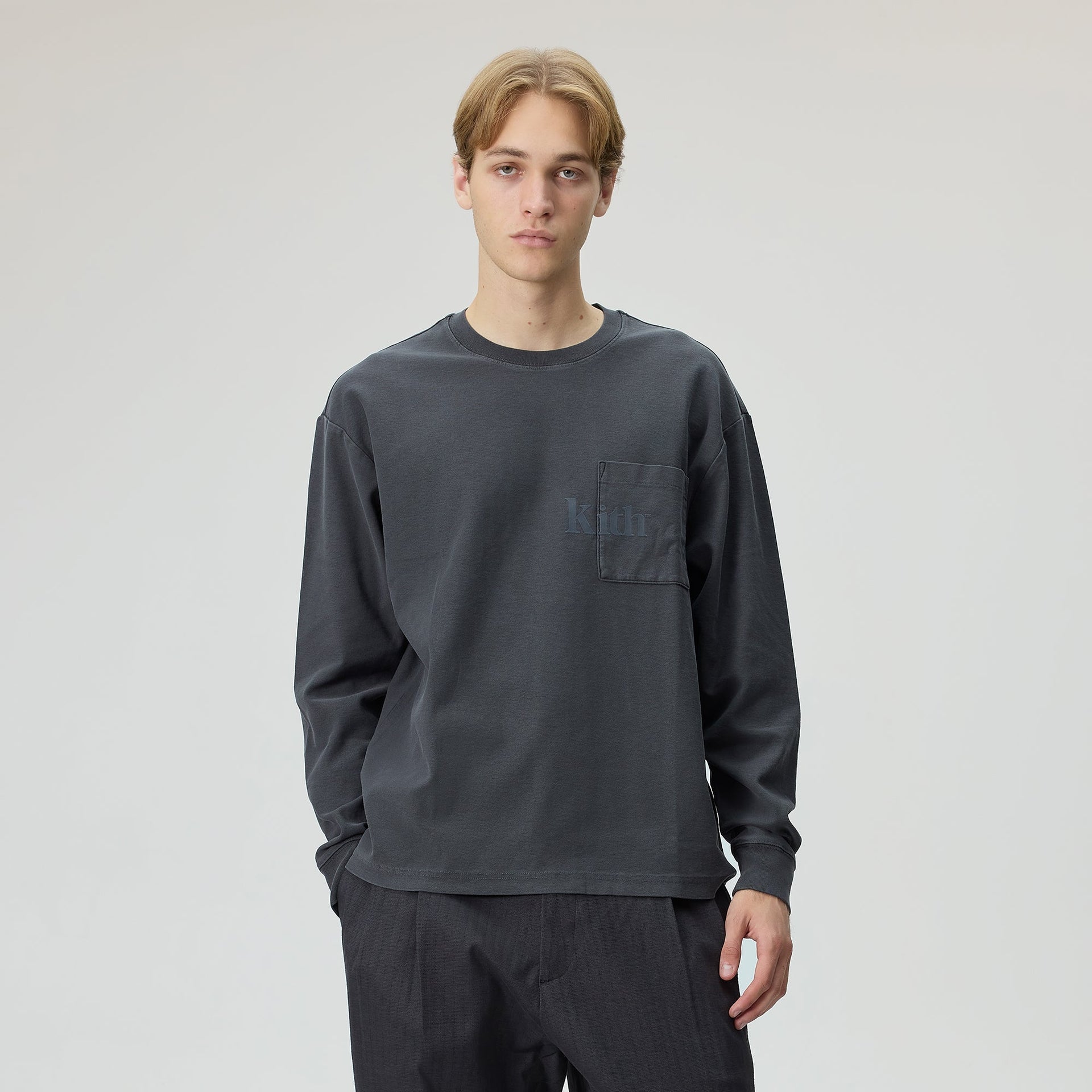 Kith Long Sleeve Quinn Tee - Carbon - PH