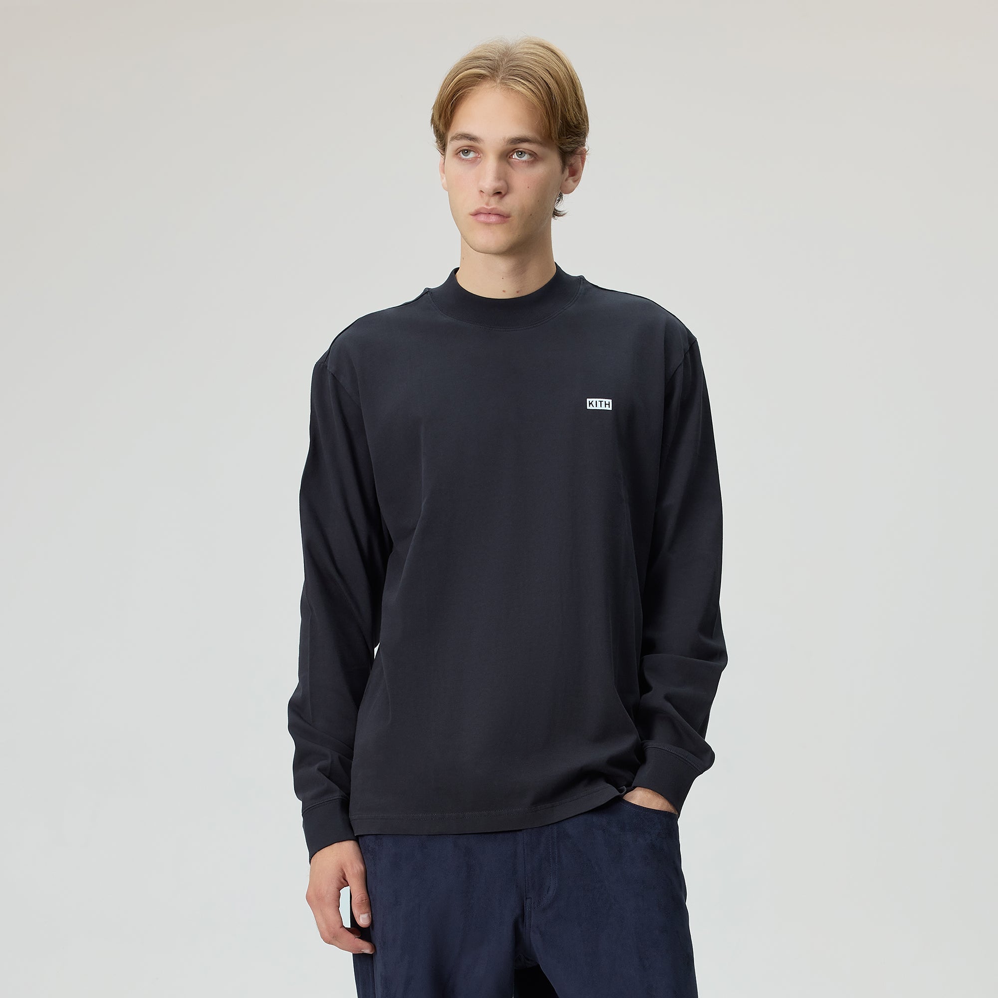 Kith Long Sleeve Mock Neck LAX Tee - Black – Kith Canada