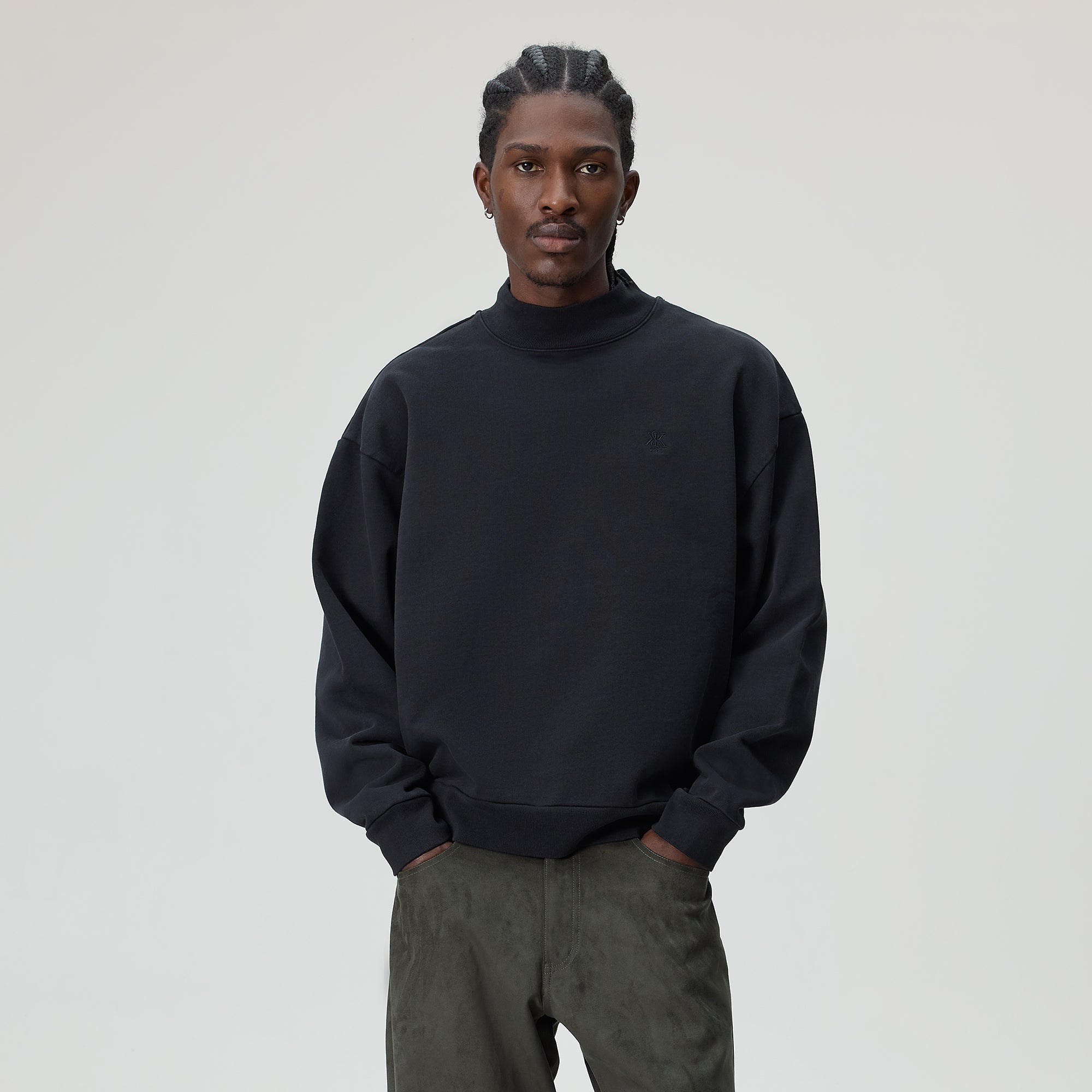 Kith Garment Dyed Fleece Mockneck Sweatshirt - Black – Kith Canada