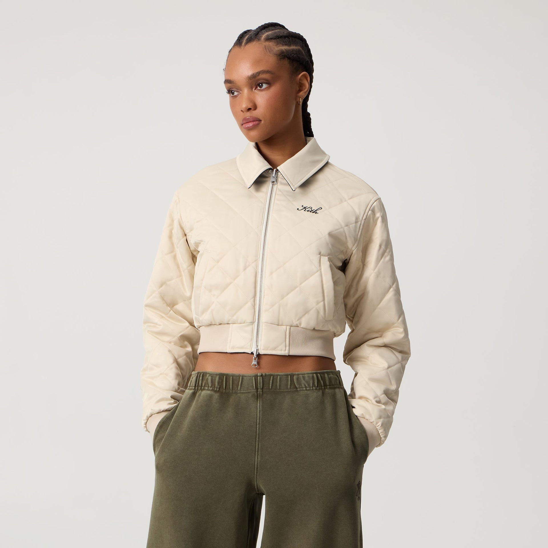 Kith Women Reversible Landry IV Cropped Bomber Jacket - Black - PH
