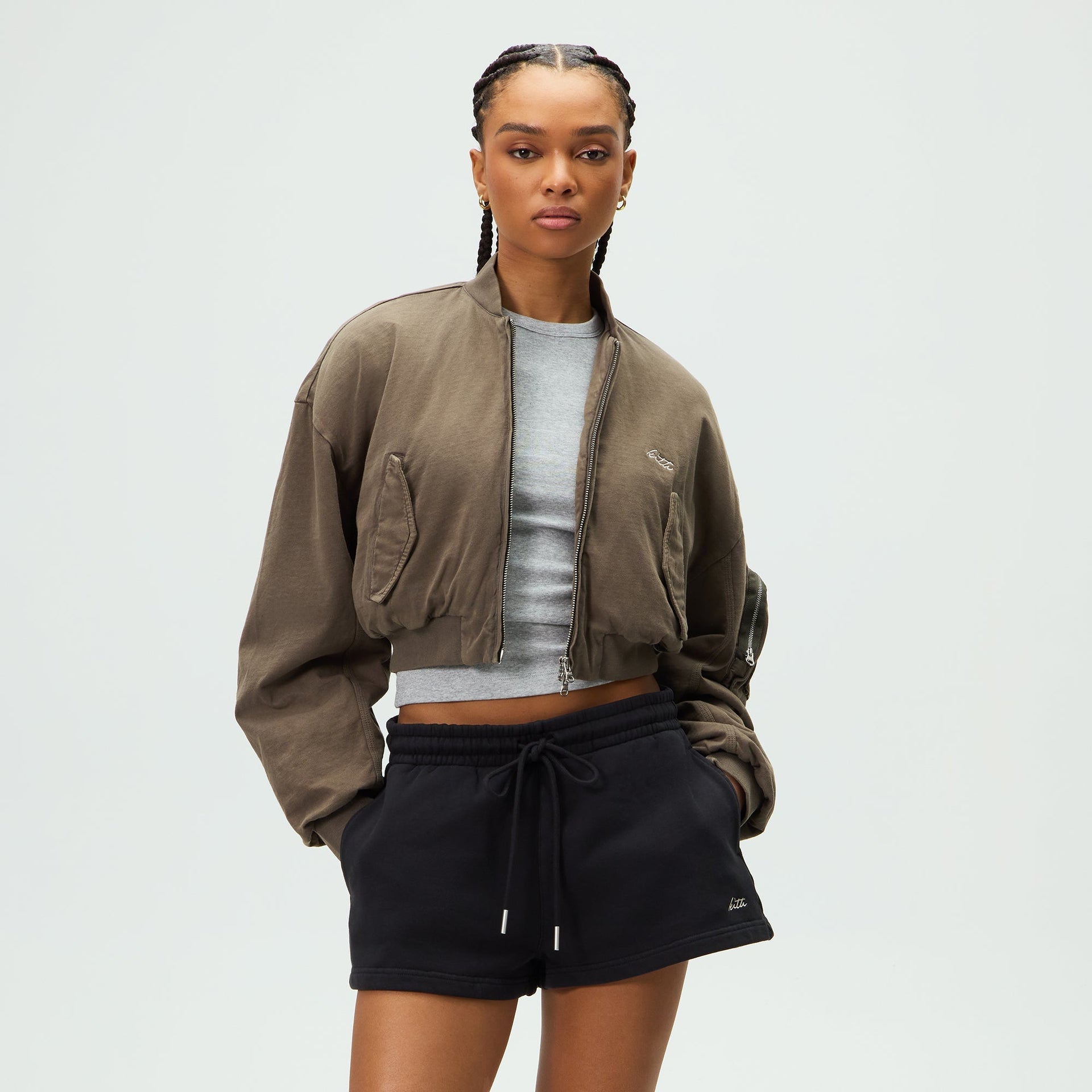 Kith Women Loren Sueded Cropped Bomber Jacket - Canopy