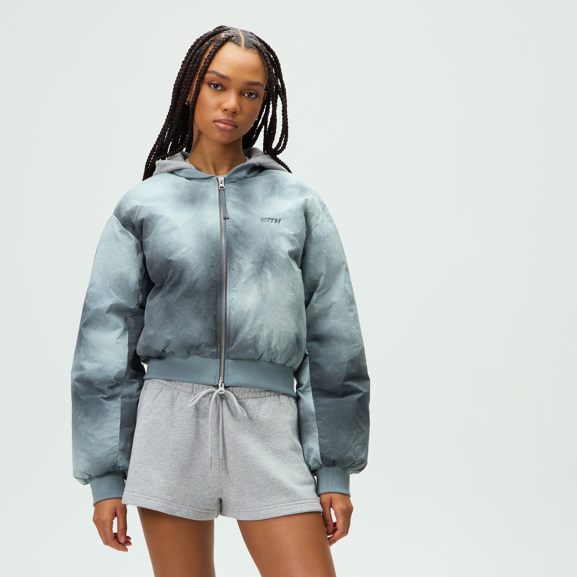Kith Women Gorman II Washed Nylon Bomber Jacket - Concrete