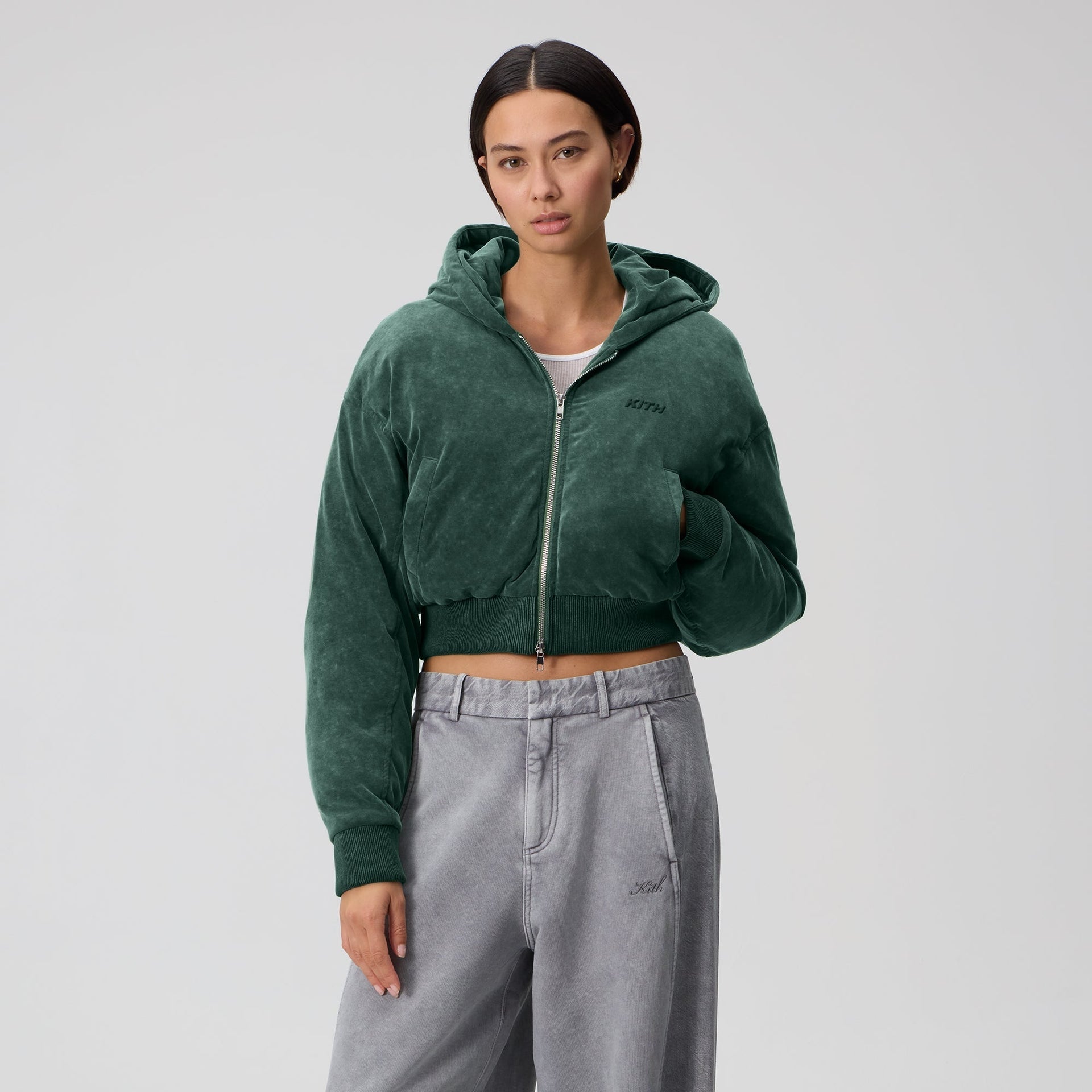 Kith Women Bex Cropped Sueded Jersey Puffer - Montane