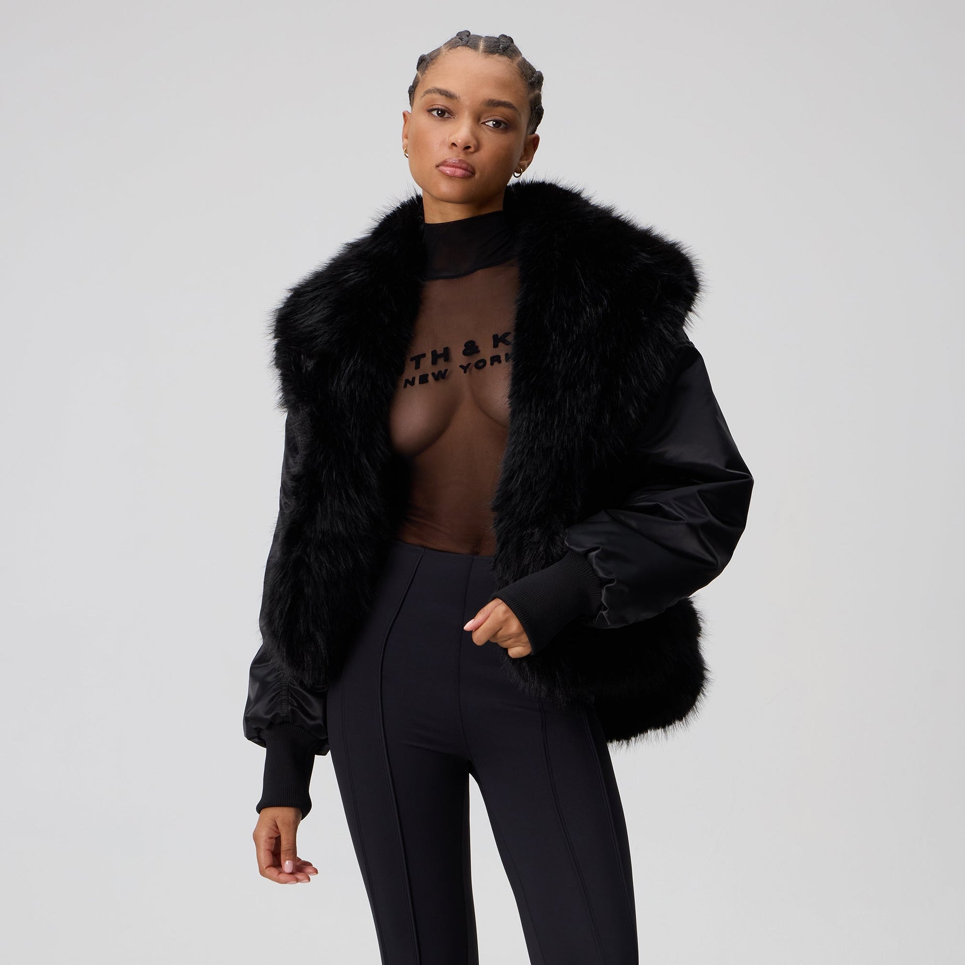 Kith Women Senna Faux Fur Reversible Bomber - Black