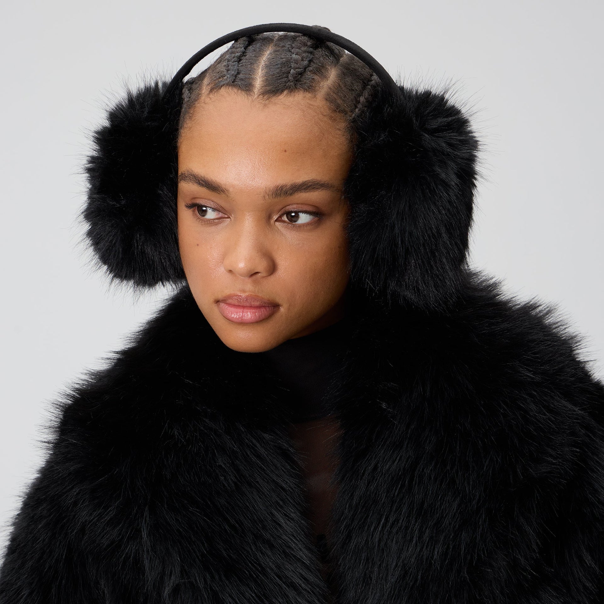 Kith Women Faux Fur Shaggy Ear Muff - Black - PH