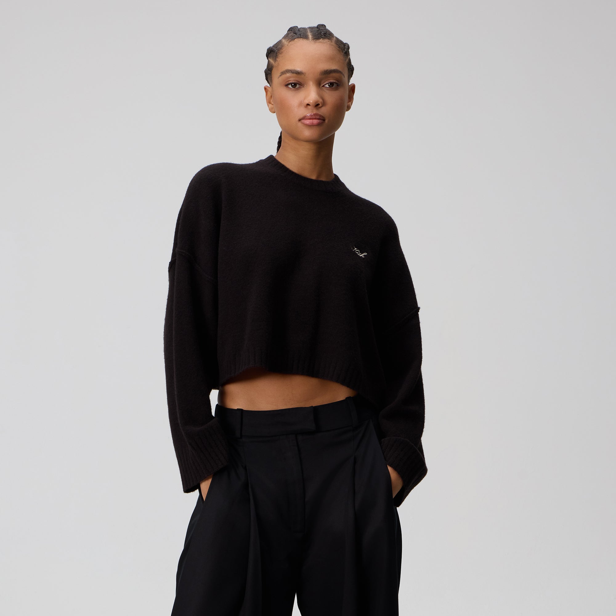 Kith Women Freja Cropped Sweater - Black – Kith Canada Kith Women Freja Cropped Sweater - Black – Kith Canada