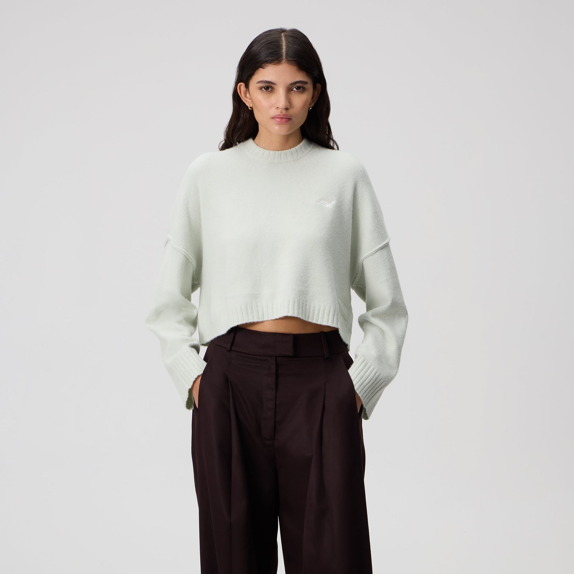 Kith Women Freja Cropped Sweater - Powder