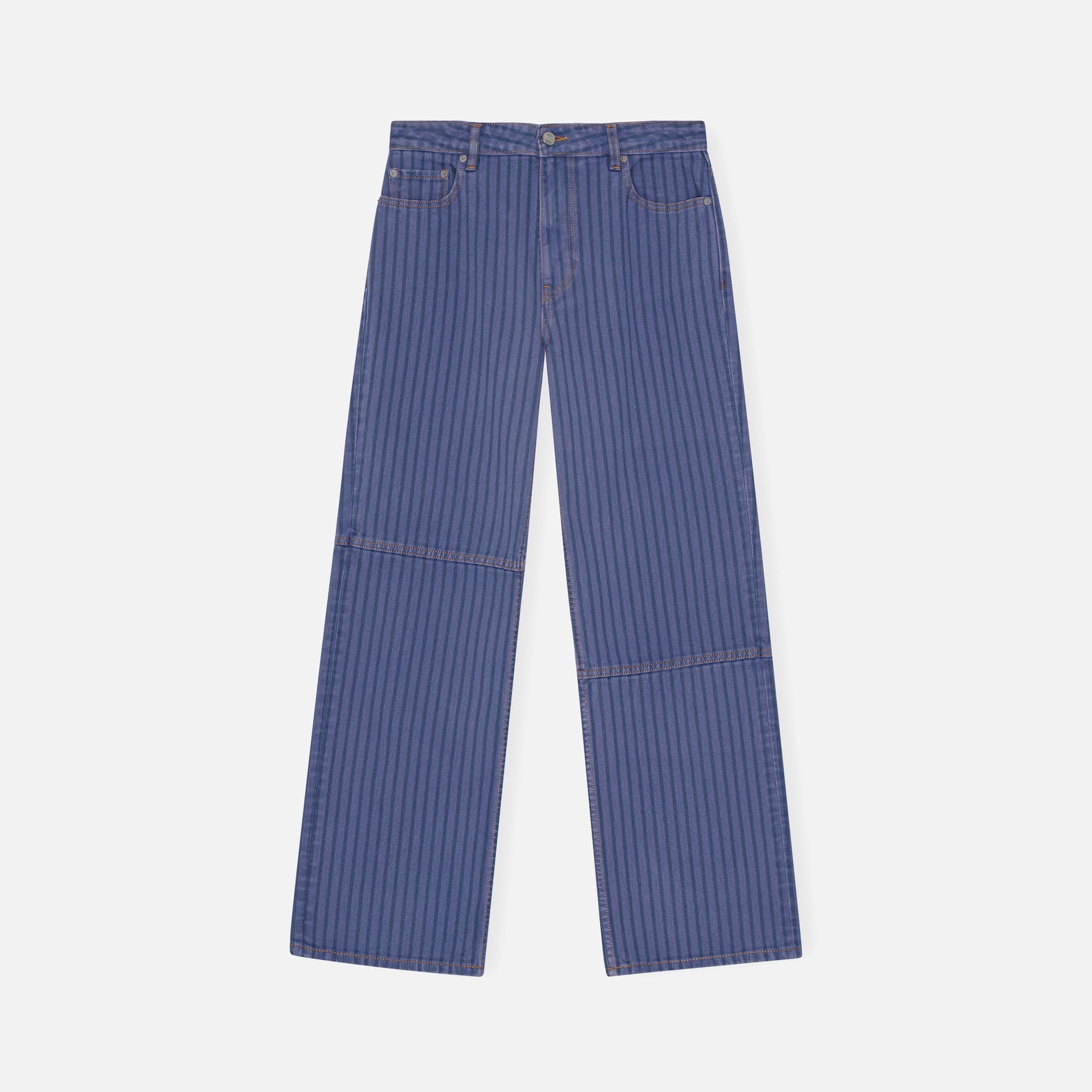 Ganni Stripe Overdyed Denim Pants - Country Blue