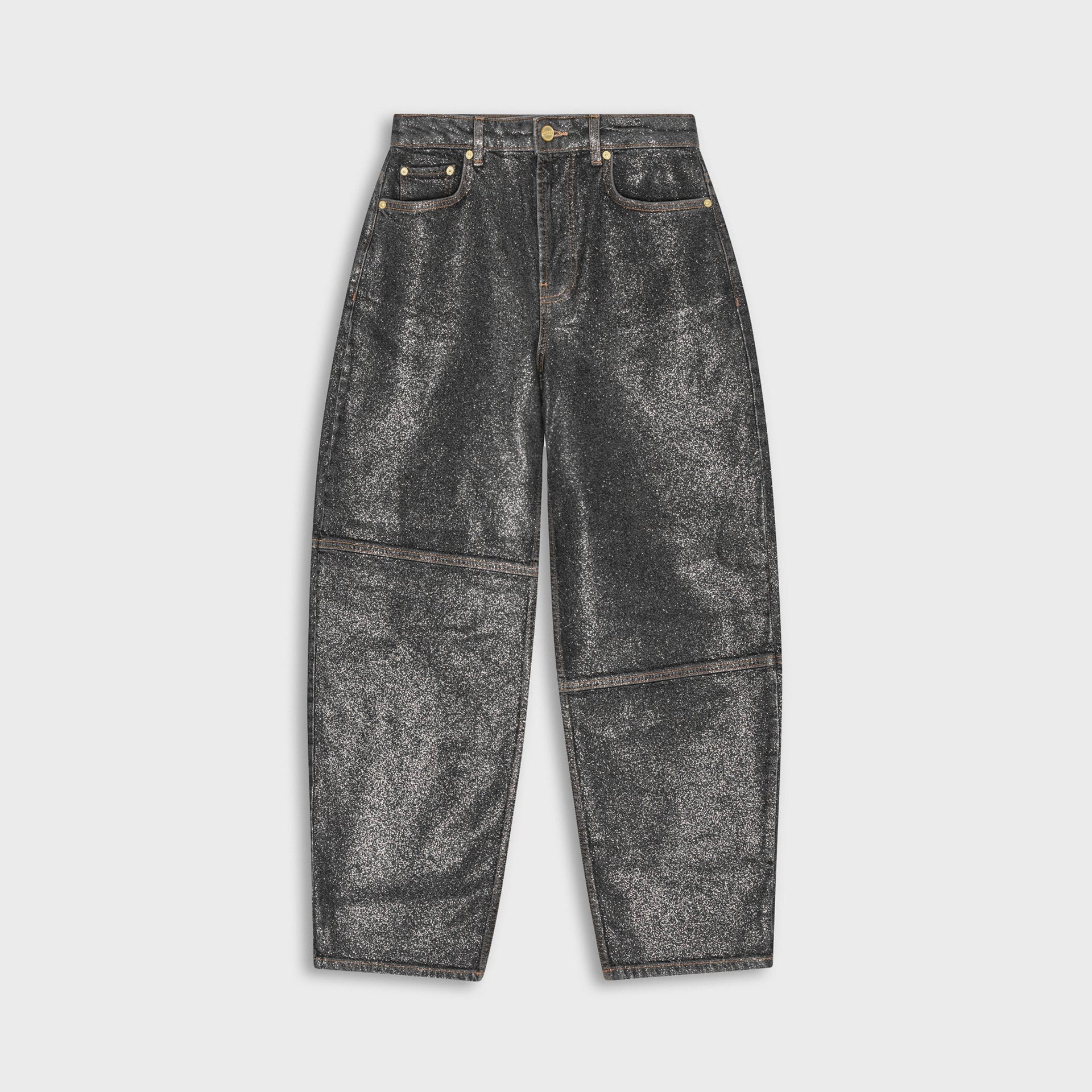 Ganni Shimmery Foil Denim Stary Pant - Washed Black