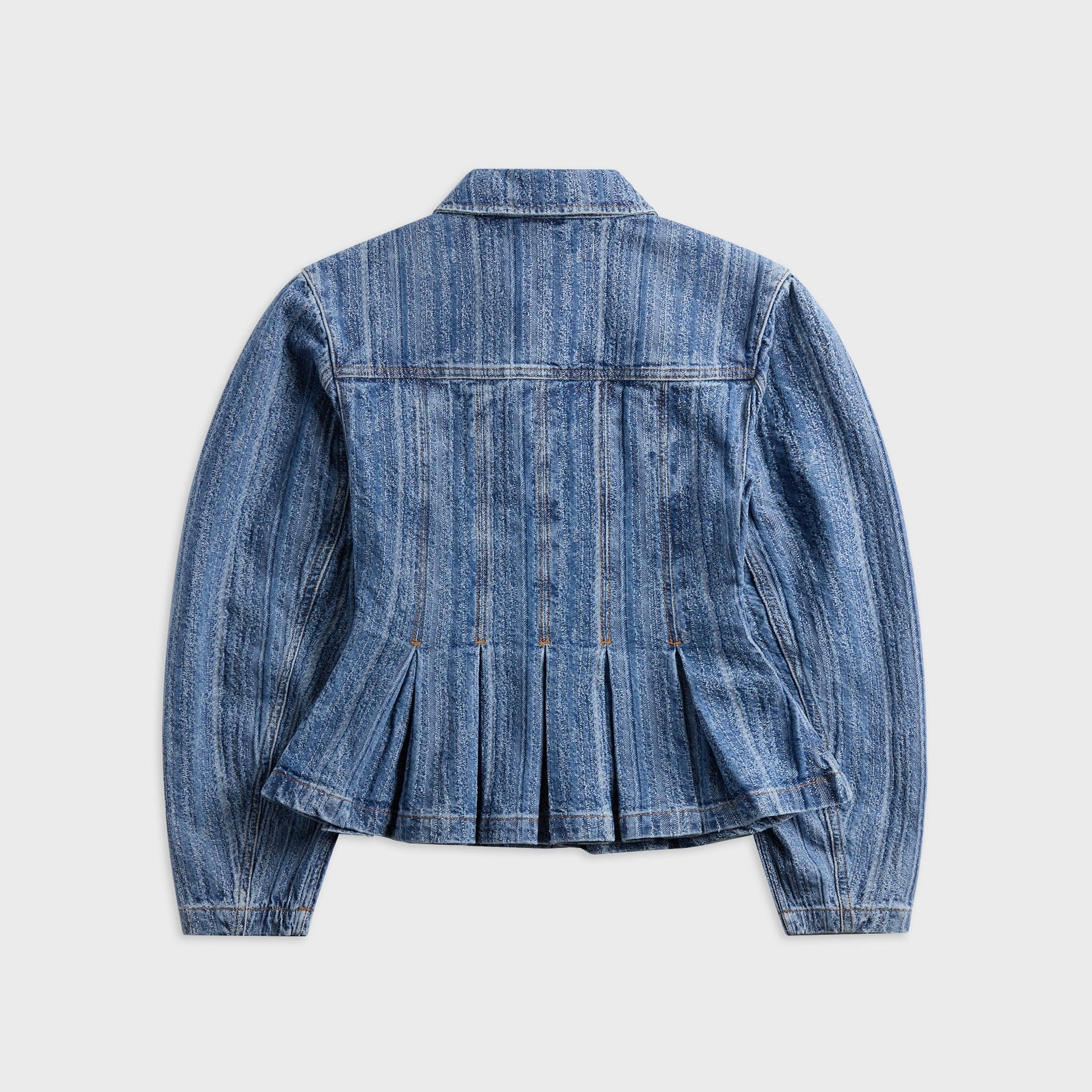 Ganni Structured Denim Fitted Jacket in Mid Blue Stone