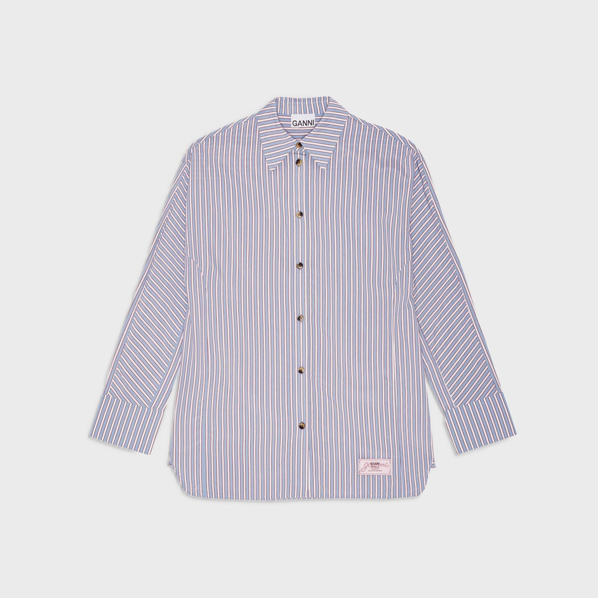 Ganni Yarn Dyed Stripe Shirt - Soft Chambray