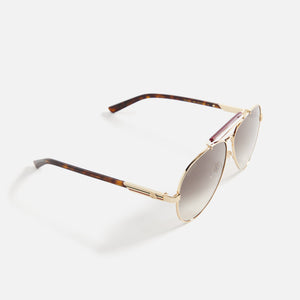 Gucci 002 Sunglasses - Gold / Havana / Brown