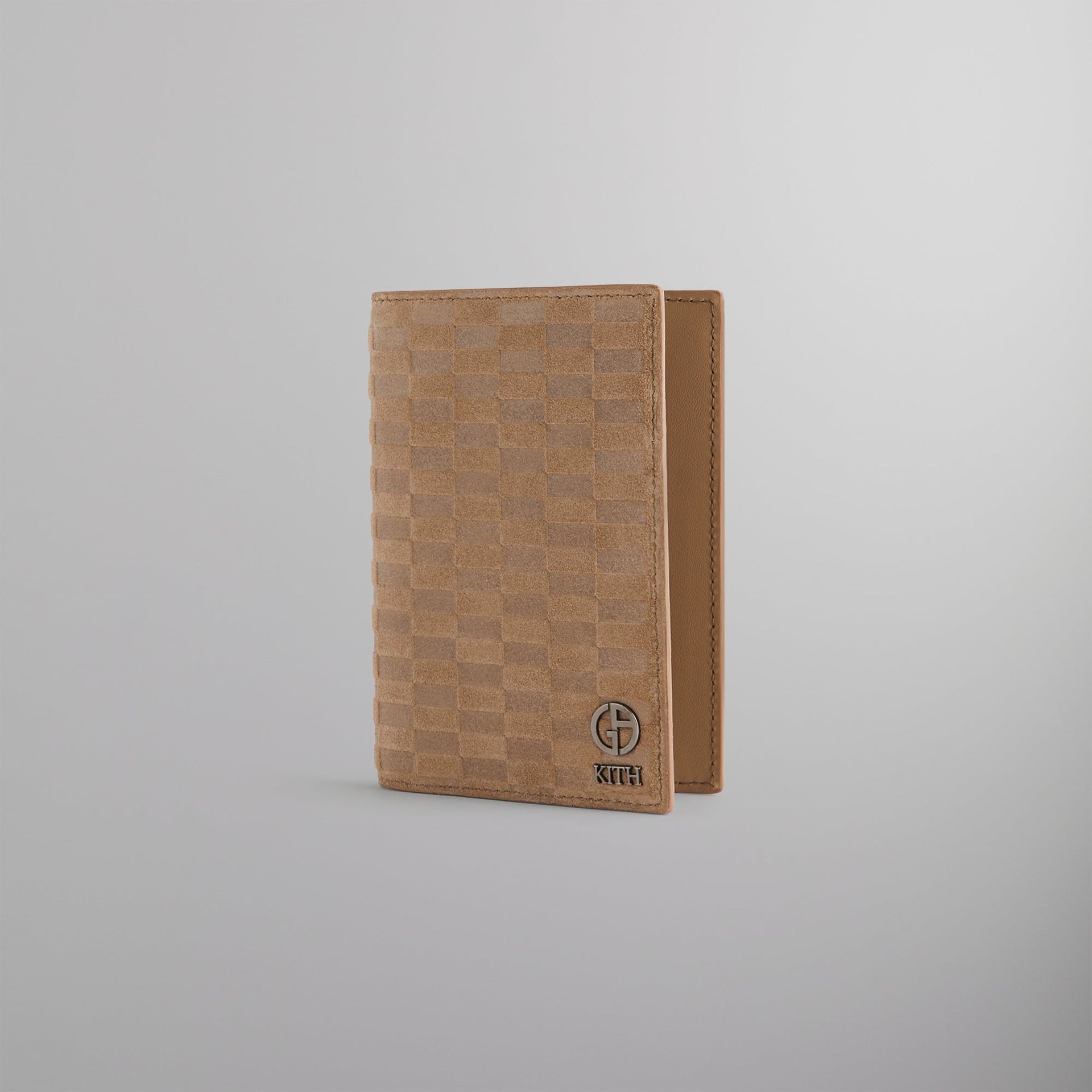 Kith & Giorgio Armani Monogram Suede Passport Holder - Creme