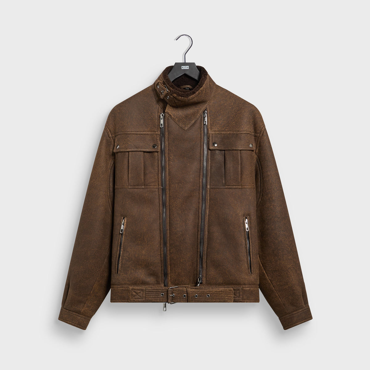 Giorgio Armani & Kith Shearling Belted Jacket - Demitasse - PH