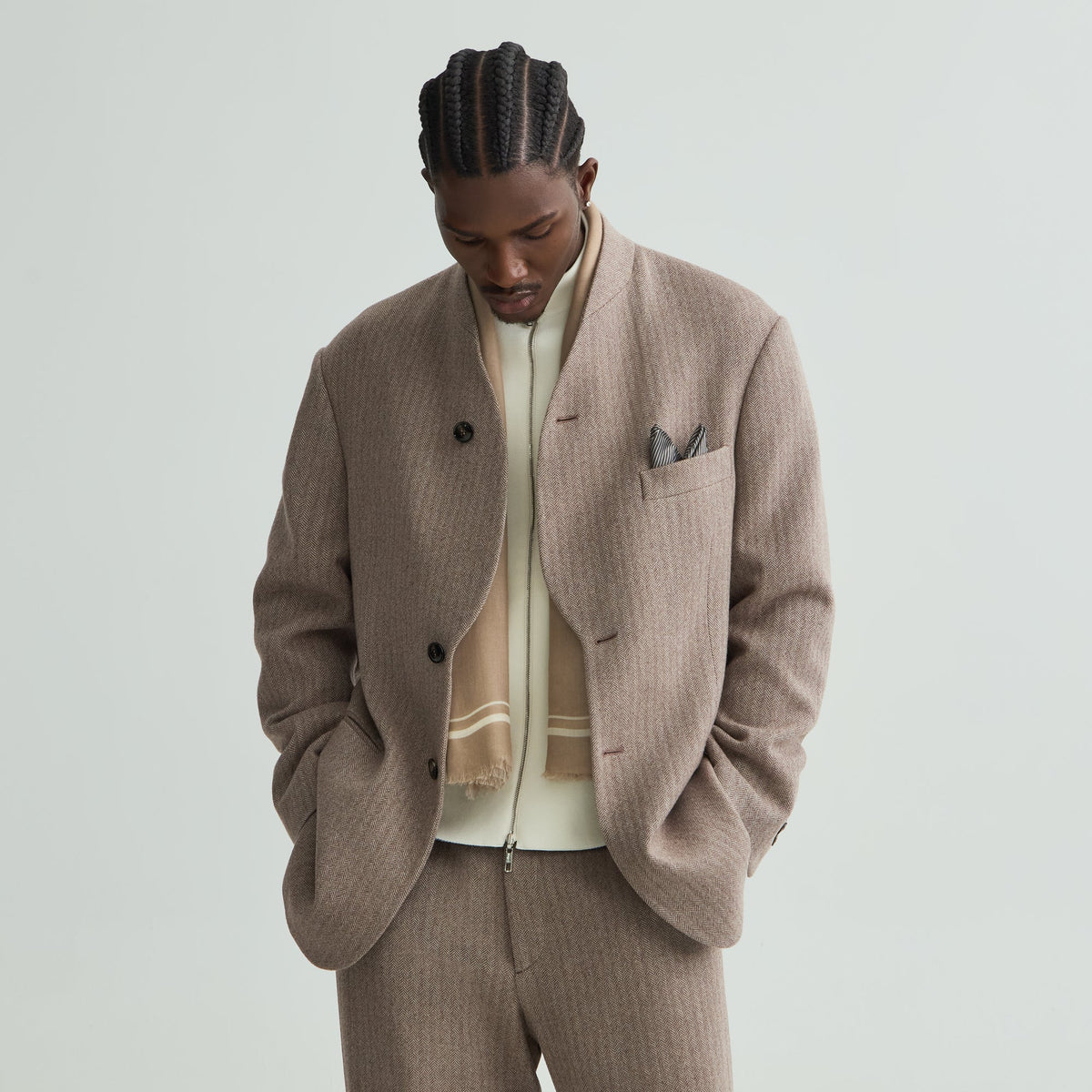 Giorgio Armani & Kith Cashmere Collarless Blazer - Iron