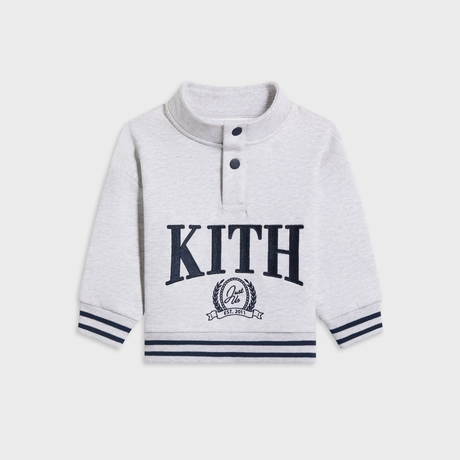 Kith Baby Collegiate Snap Hunter Crewneck - Light Heather Grey