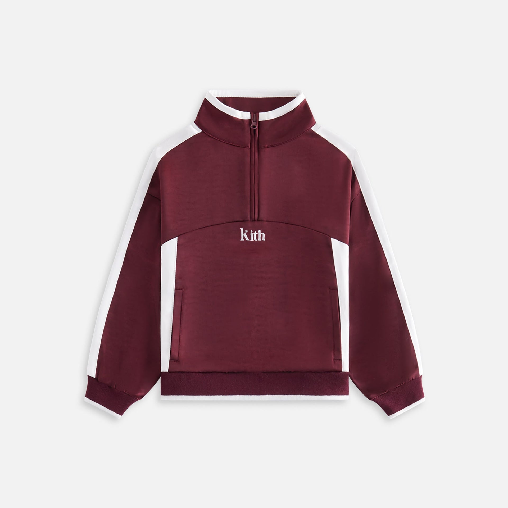 Kith Kids Blocked Satin Track Quarter Zip - Magma