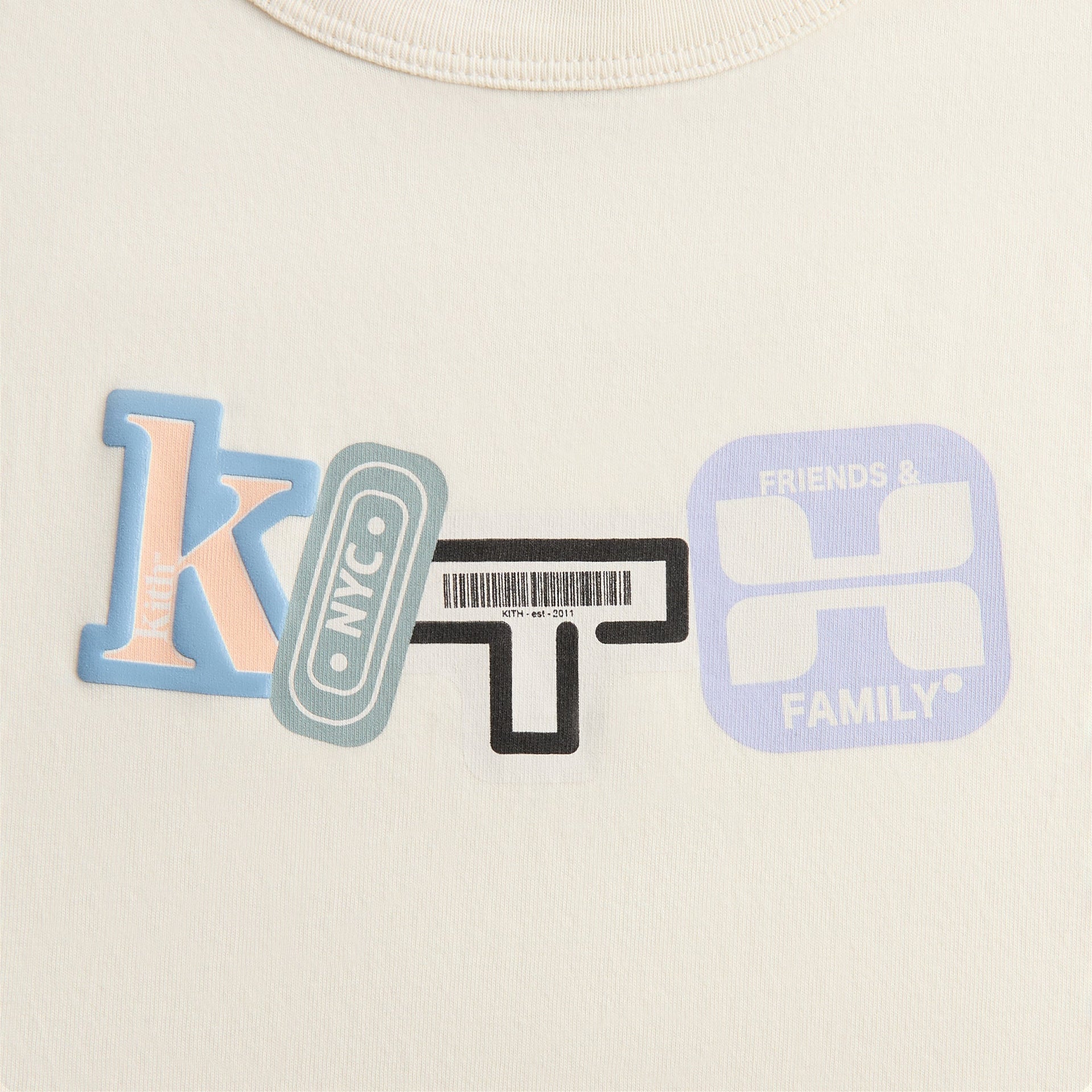 Kith Kids Friends & Family Logo Leonard Tee - Sandrift