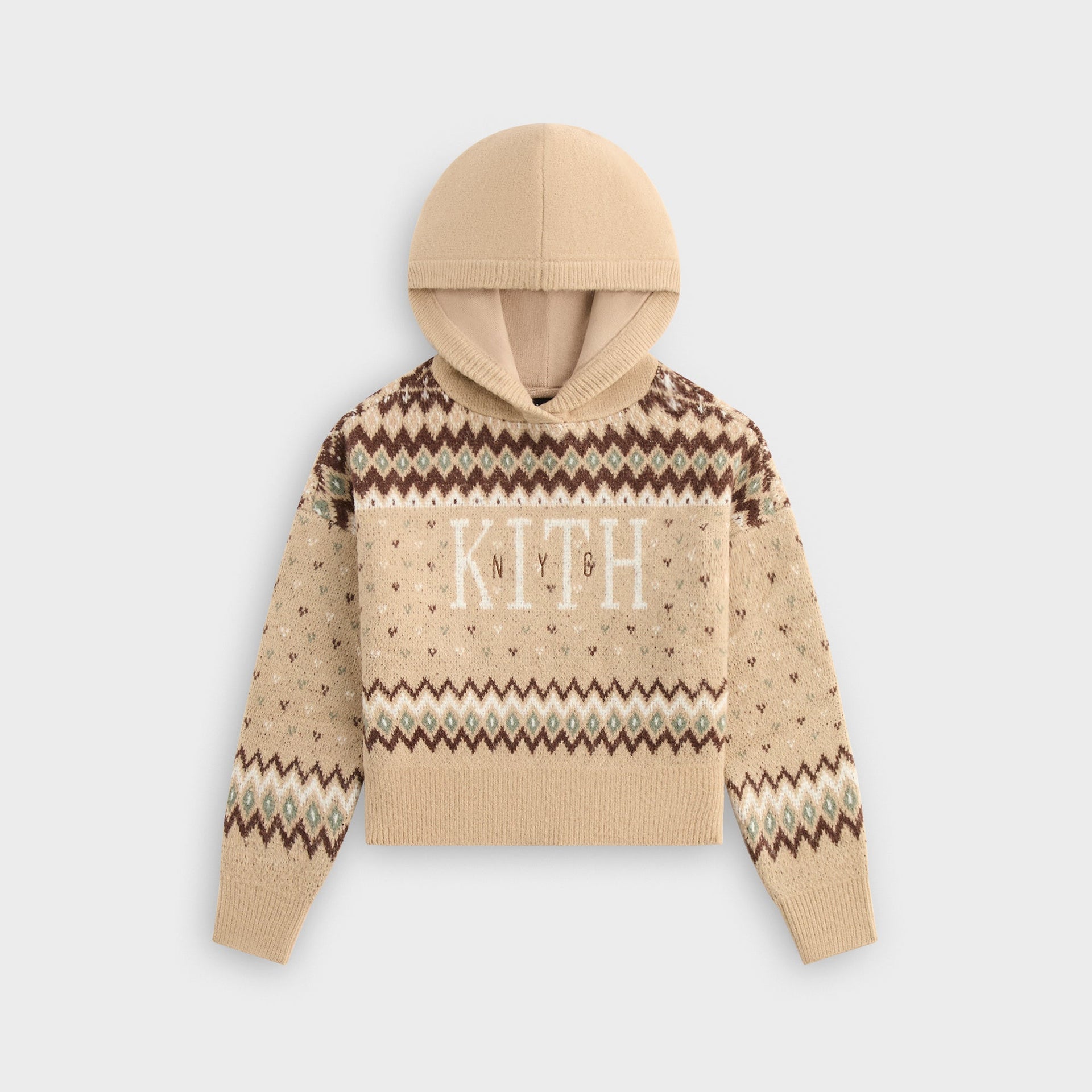 Kith Kids Novelty Fair Isle Nelson Hoodie Sweater - Mocha Heather