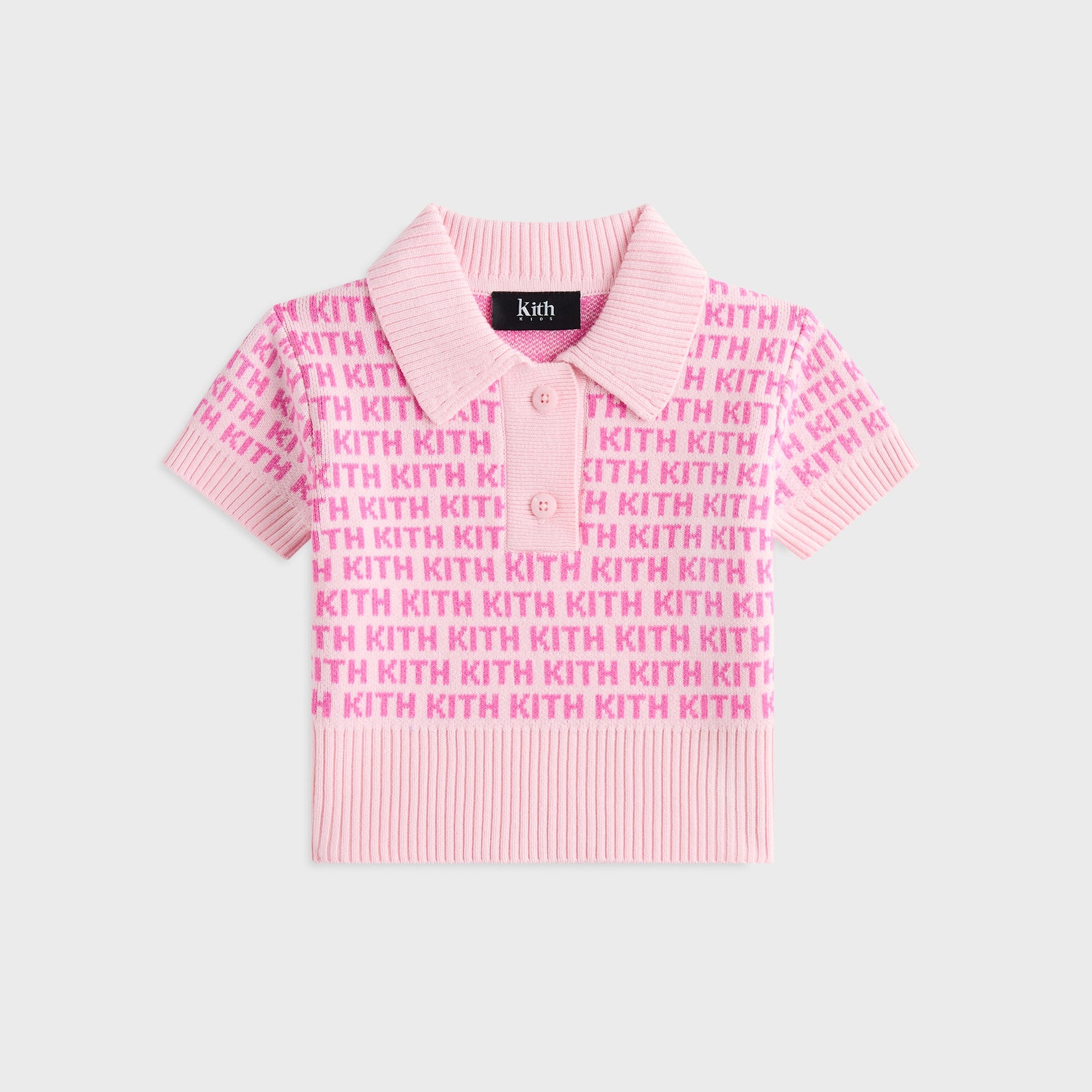 Kith Kids Cropped Monogram Jacquard Teagan Polo - Bubble