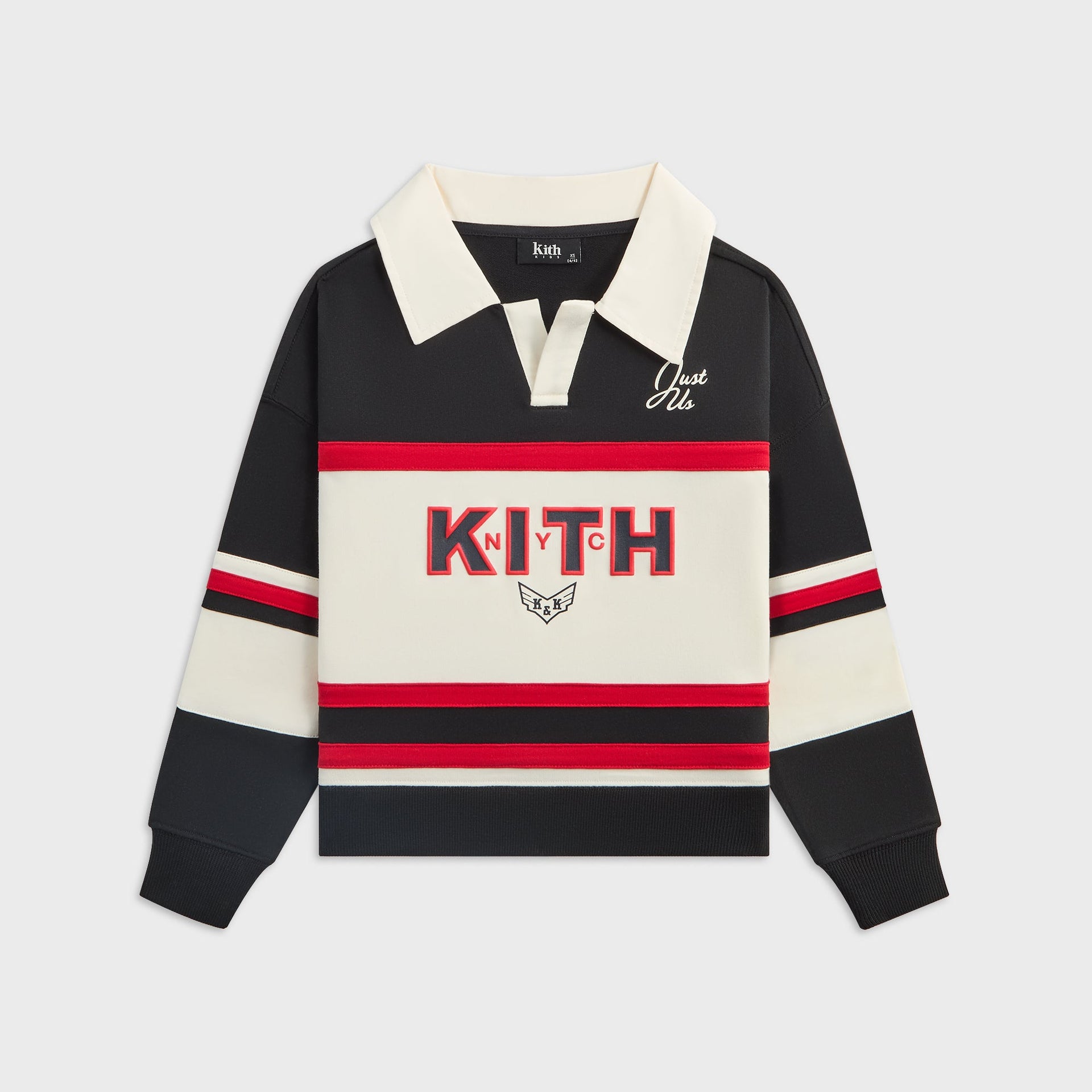 Kith Kids Color-Blocked Collared Nelson Rugby - Black
