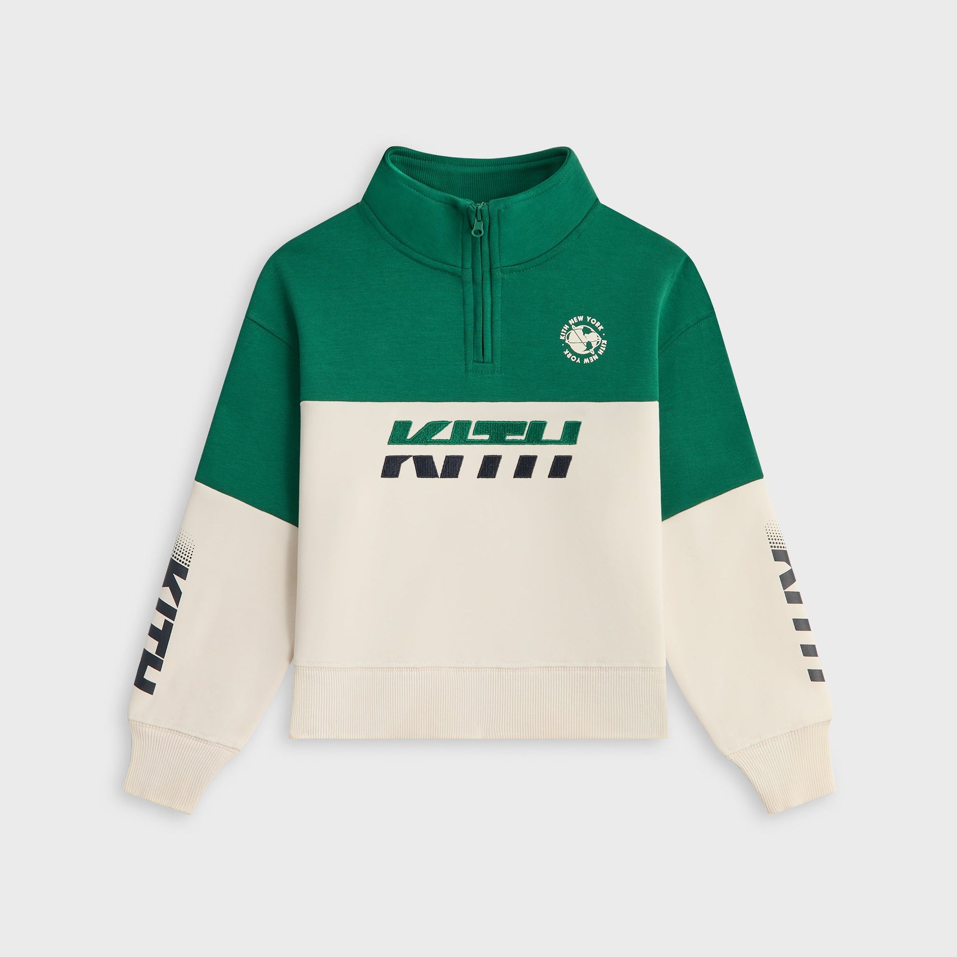 Kith Kids Logo Blocked Hunter Quarter Zip - Newt
