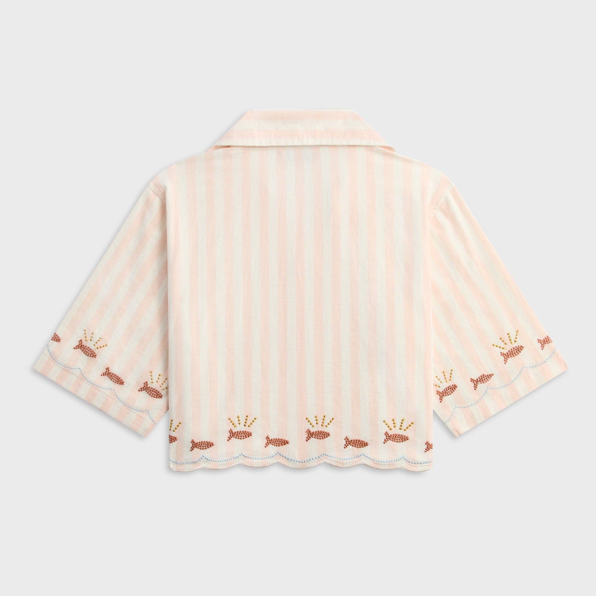 Kith Kids Embroidered Cropped Thompson Camp Shirt - Sahara