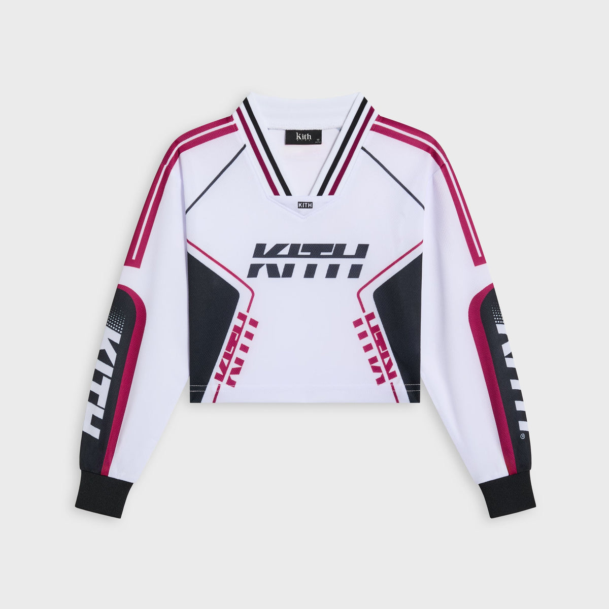 Kith Kids Moto Mesh Cropped Long Sleeve Mika Tee - White