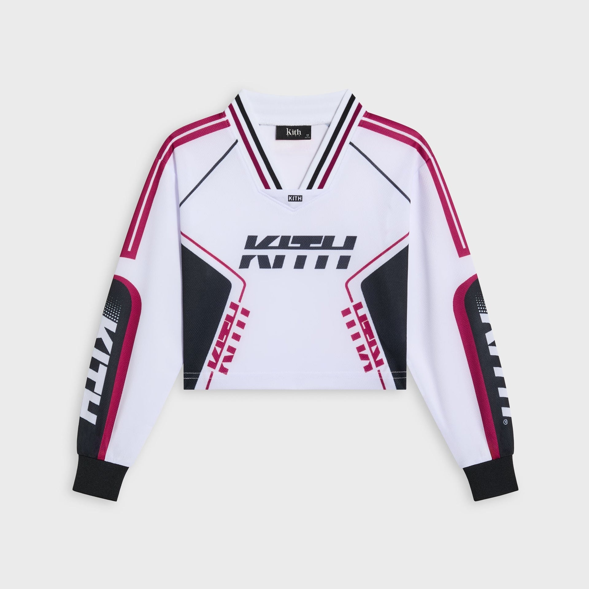Kith Kids Moto Mesh Cropped Long Sleeve Mika Tee - White - PH