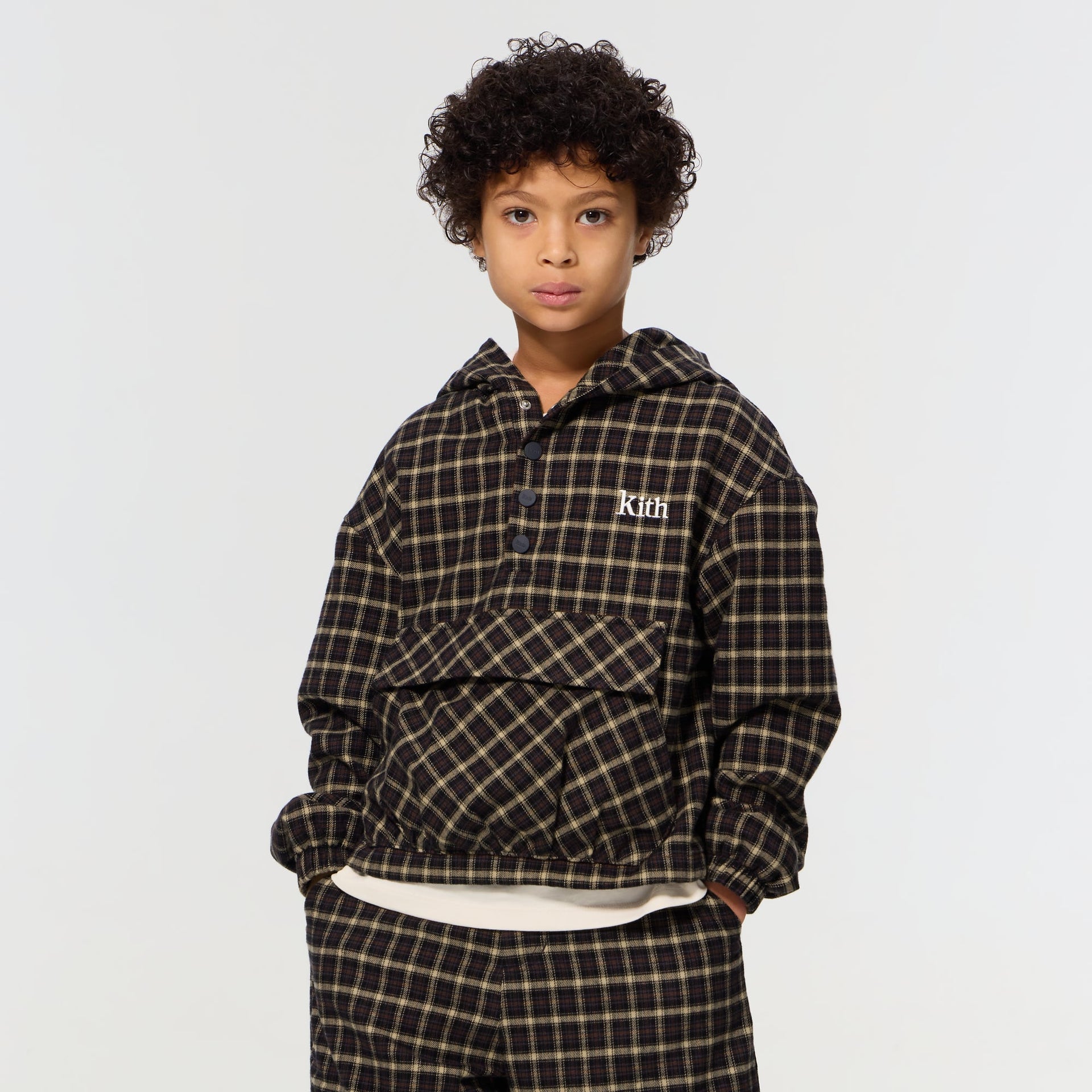 Kith Kids Micro Plaid Snap Harrison Hoodie - Chest
