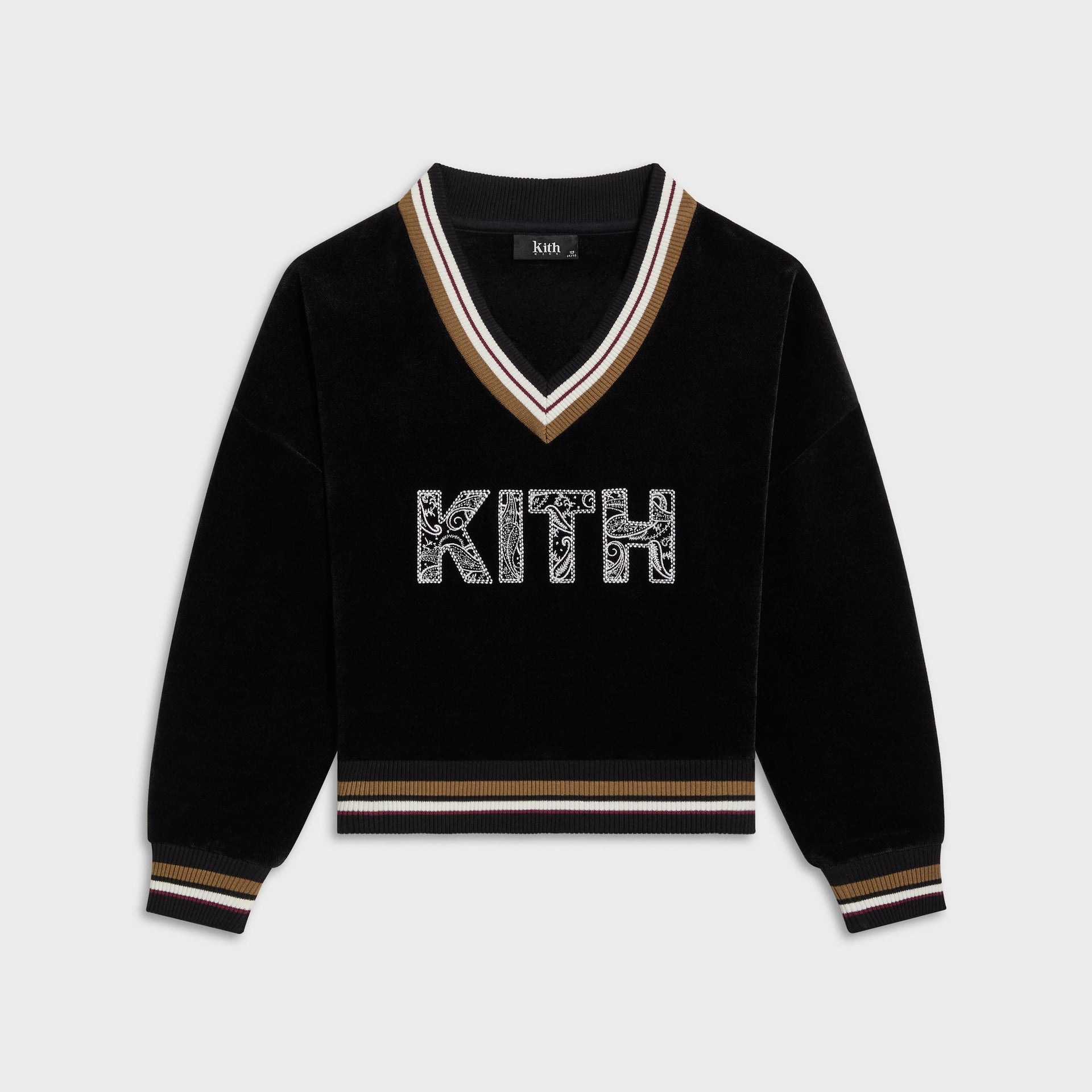 Kith Kids Textured V-Neck Collar Nelson Sweatshirt - Black