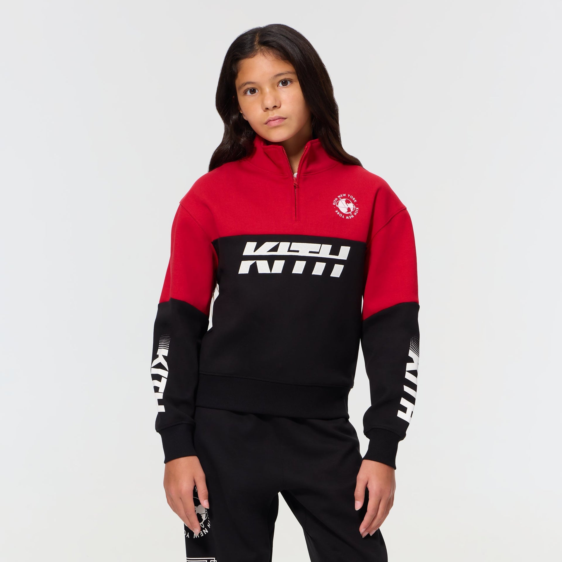 Kith Kids Logo Blocked Hunter Quarter Zip - Black