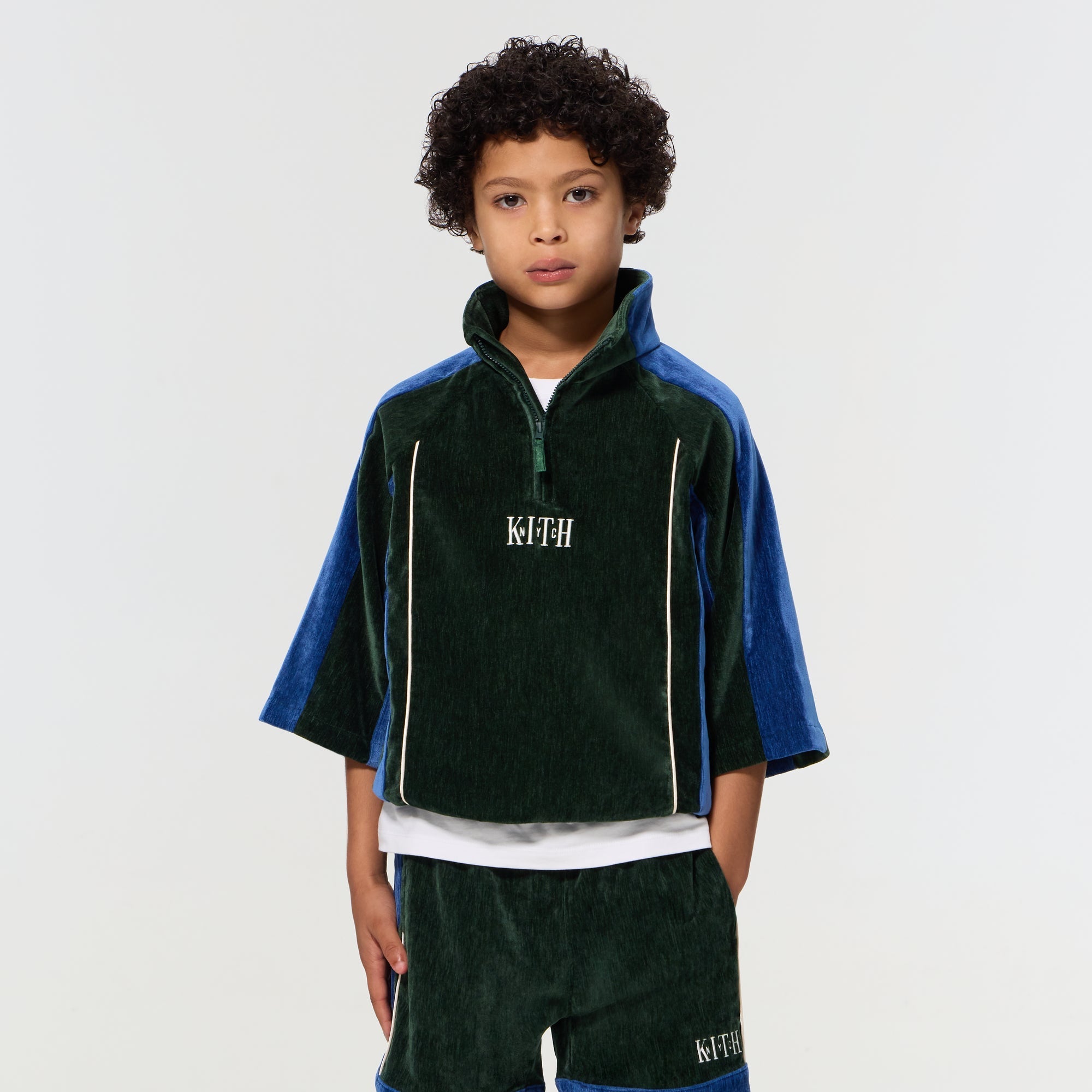 Kith Kids Velour Paneled Linden Quarter Zip - Stadium - PH – Kith