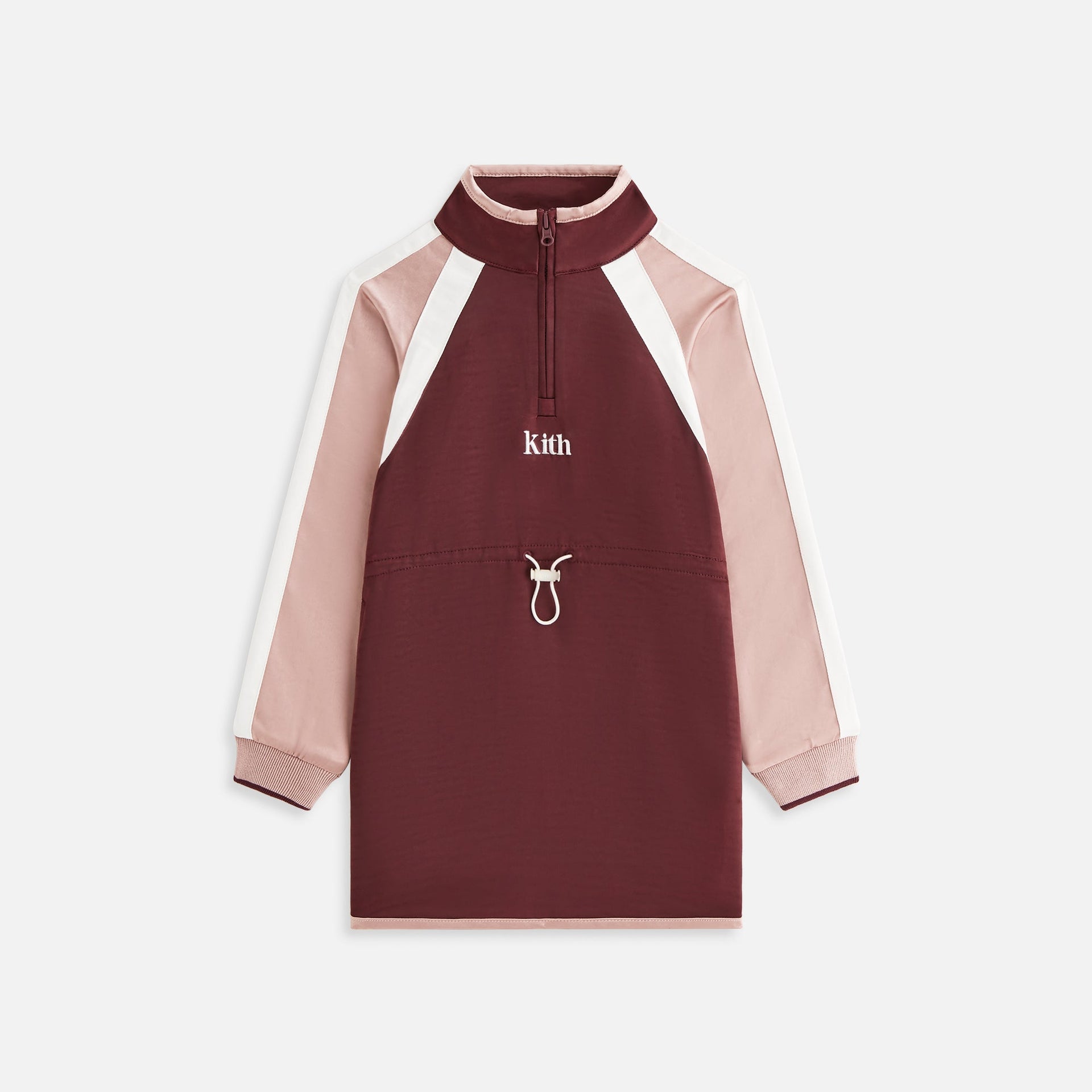 Kith Kids Blocked Satin Nelson Quarter Zip Dress - Magma