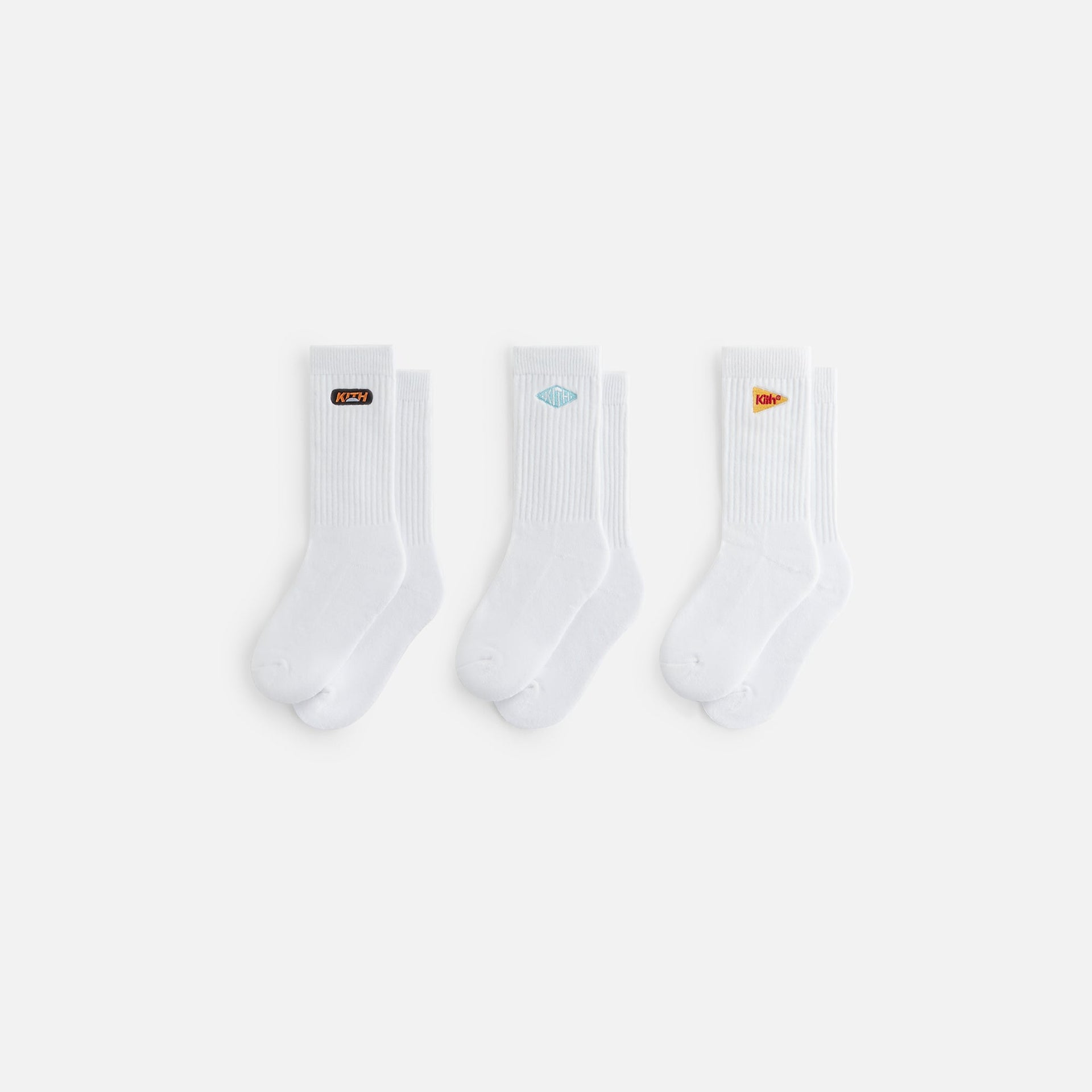 Kith Kids Graphic Crew 3 Pack Sock - White