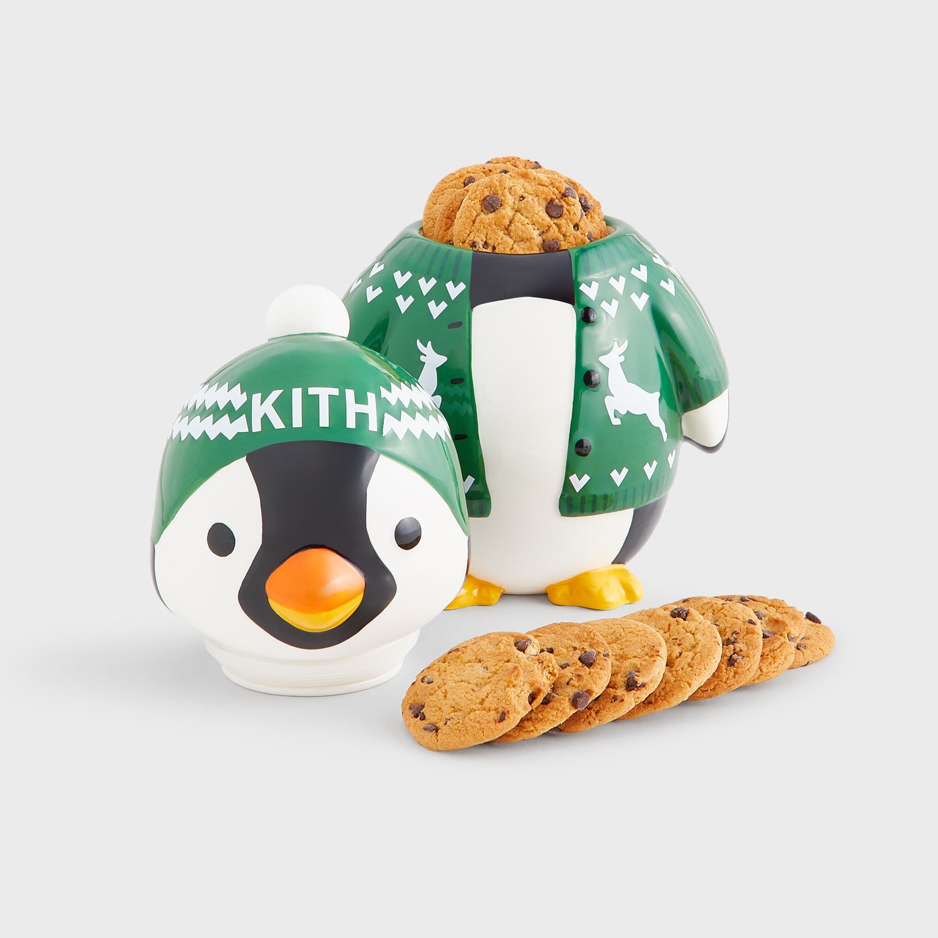 Kithmas Ceramic Penguin Cookie Jar - Conifer
