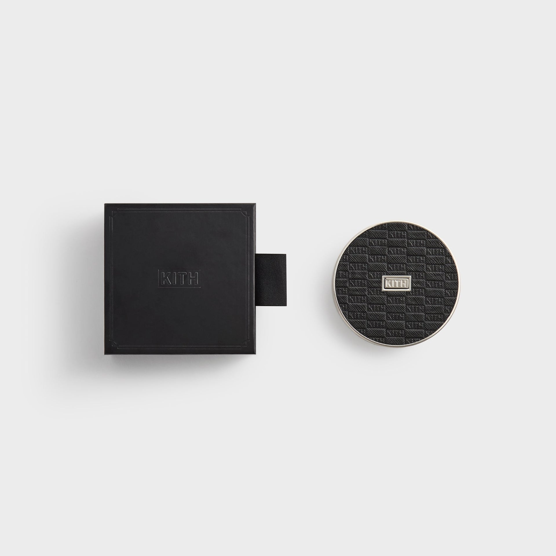 Kithmas Classic Logo Set of 4 Leather Coasters - Black - PH