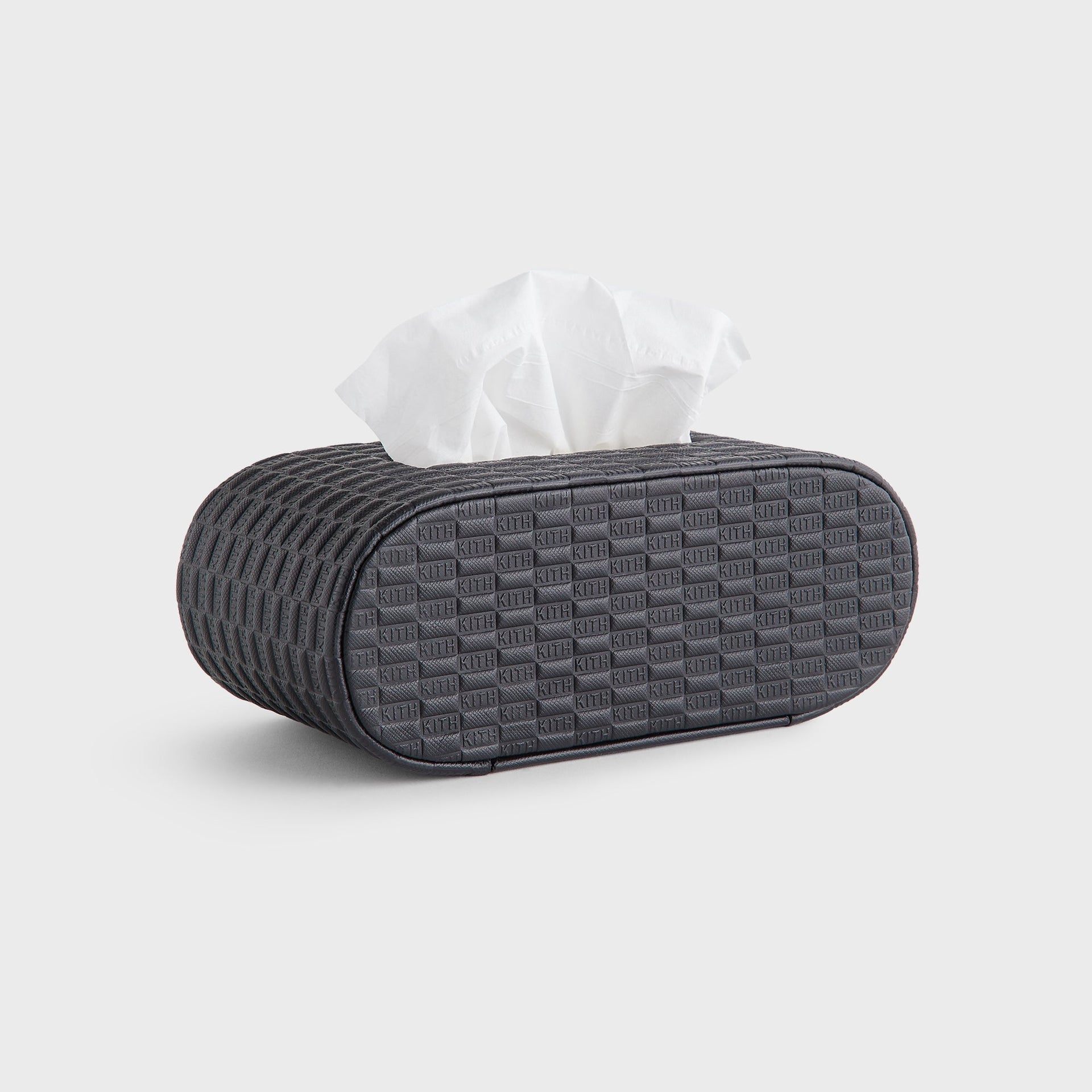 Kithmas Monogram Saffiano Leather Tissue Box - Black - PH