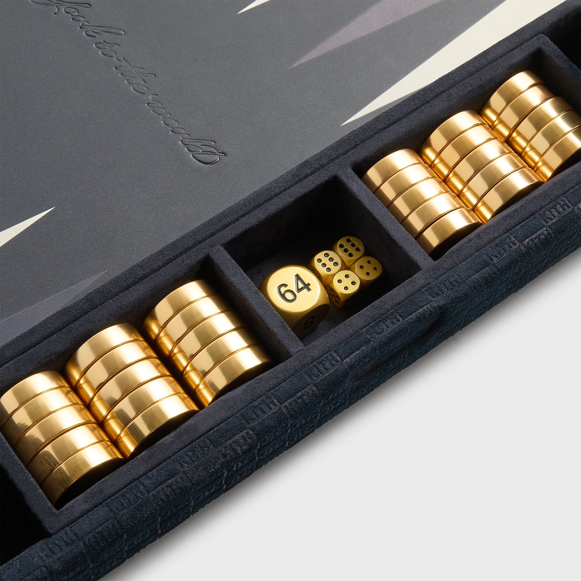 Kithmas Monogram Debossed Suede Backgammon Set - Ink