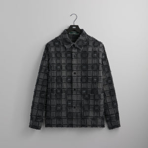 Kith Fils Coupe Check Long Sleeves Boxy Collared Overshirt - Black