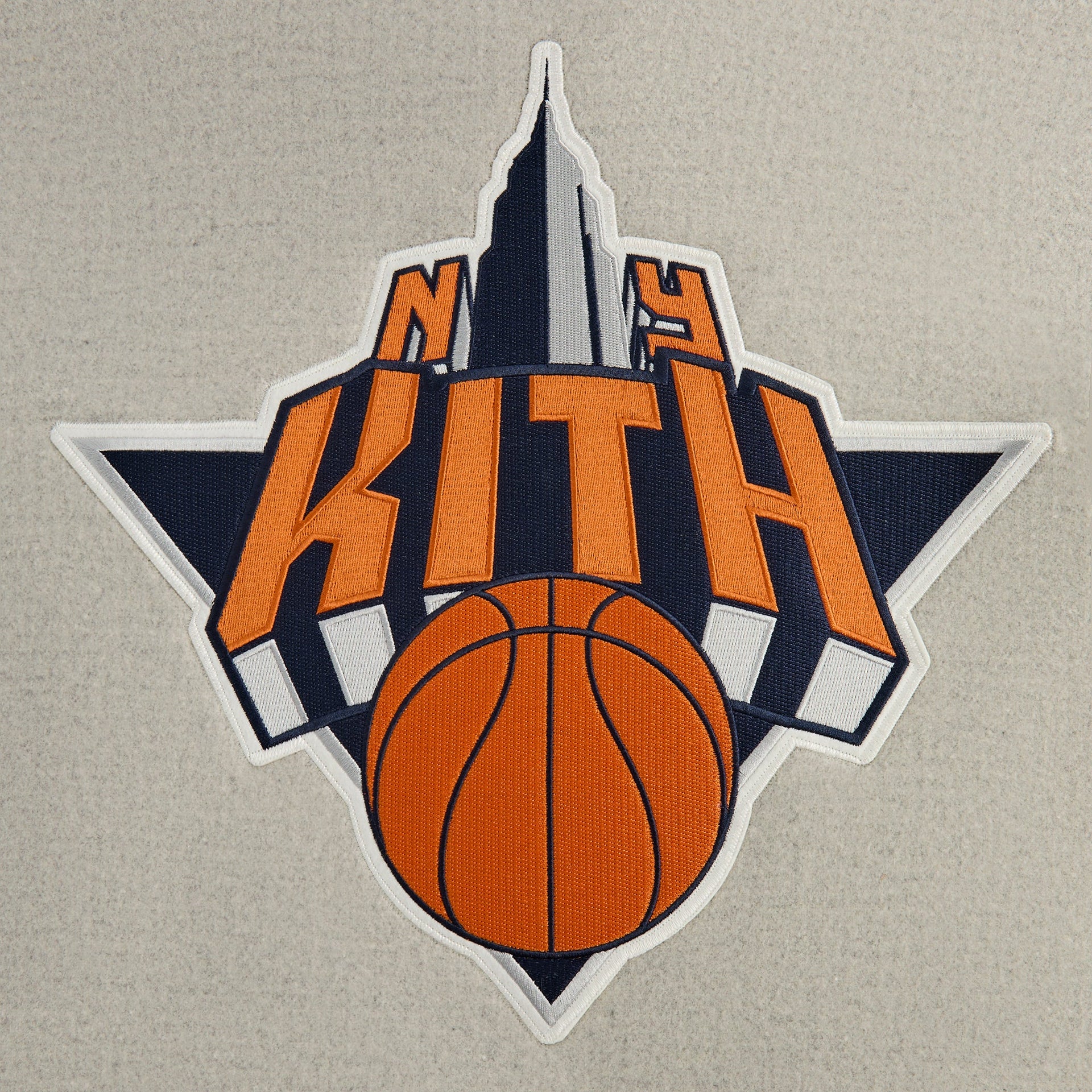 Kith for the New York Knicks Empire Wool Coaches Jacket - Light Heather Grey